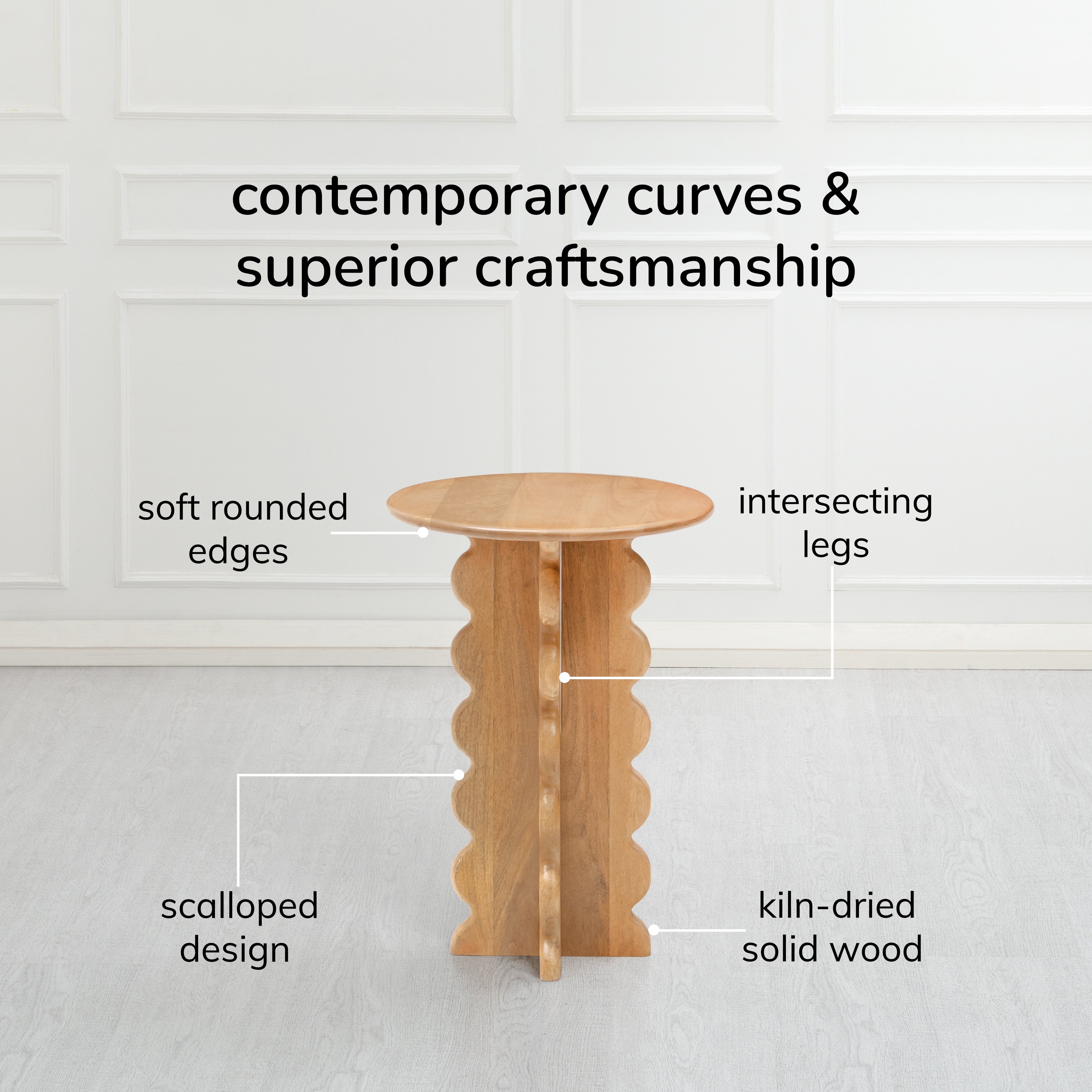 Elisa Solid Wood End Table - Blonde Natural