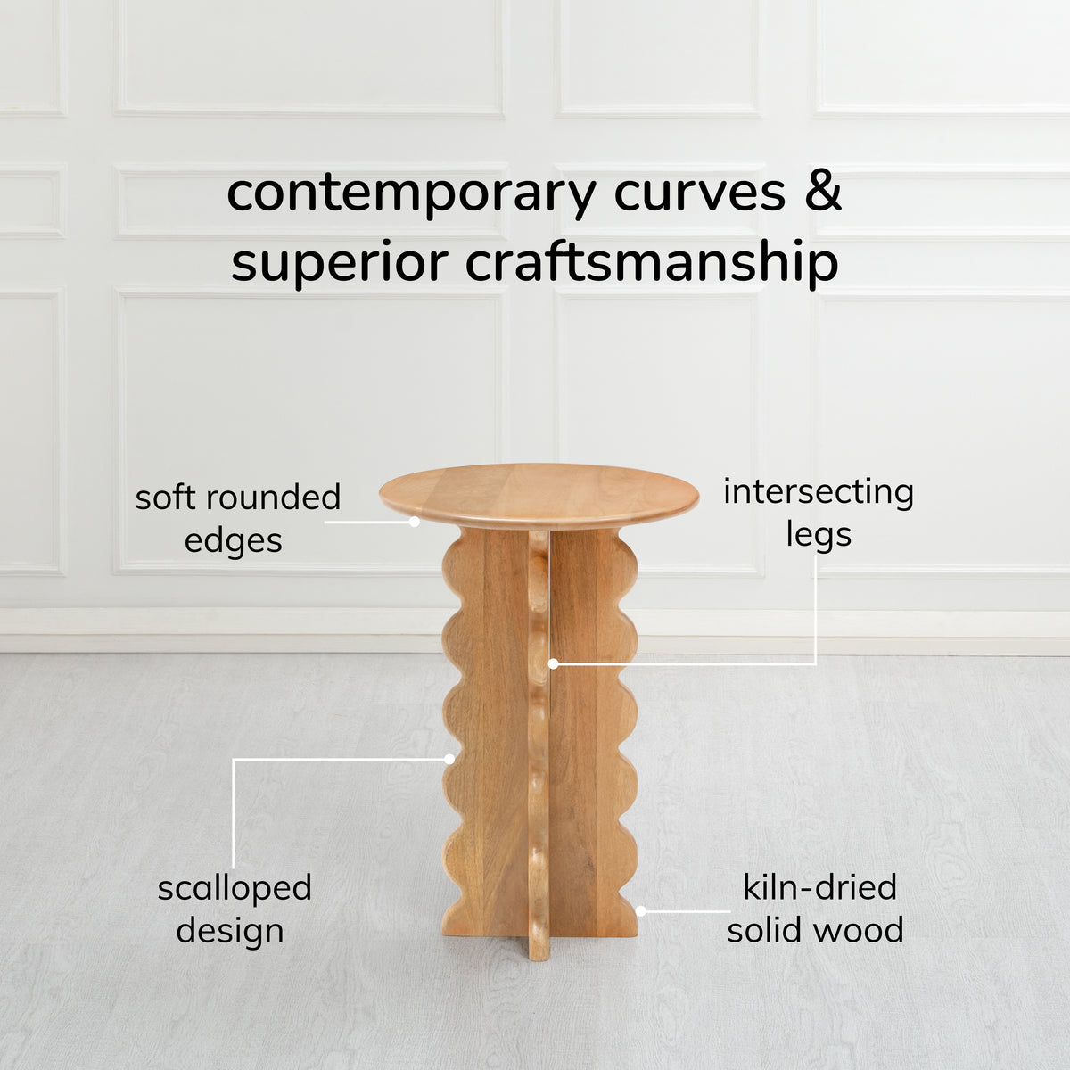 Elisa Solid Wood End Table - Blonde Natural