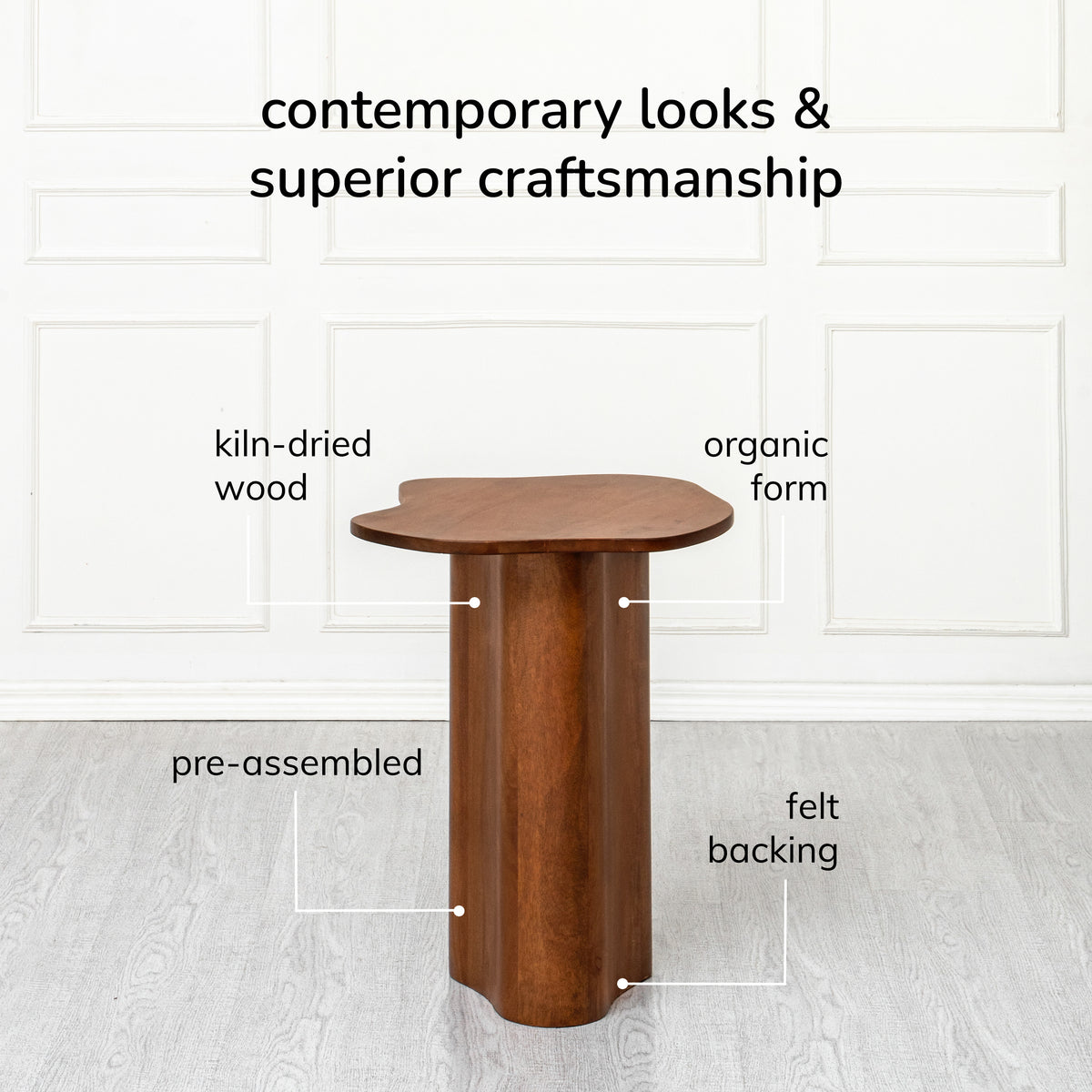 Daphne Solid Wood End Table - Walnut