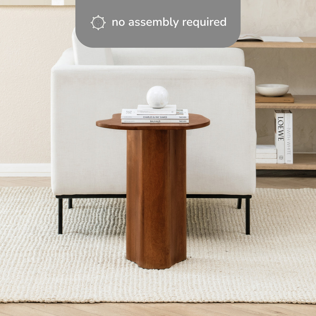 Daphne Solid Mango Wood End Table - Walnut