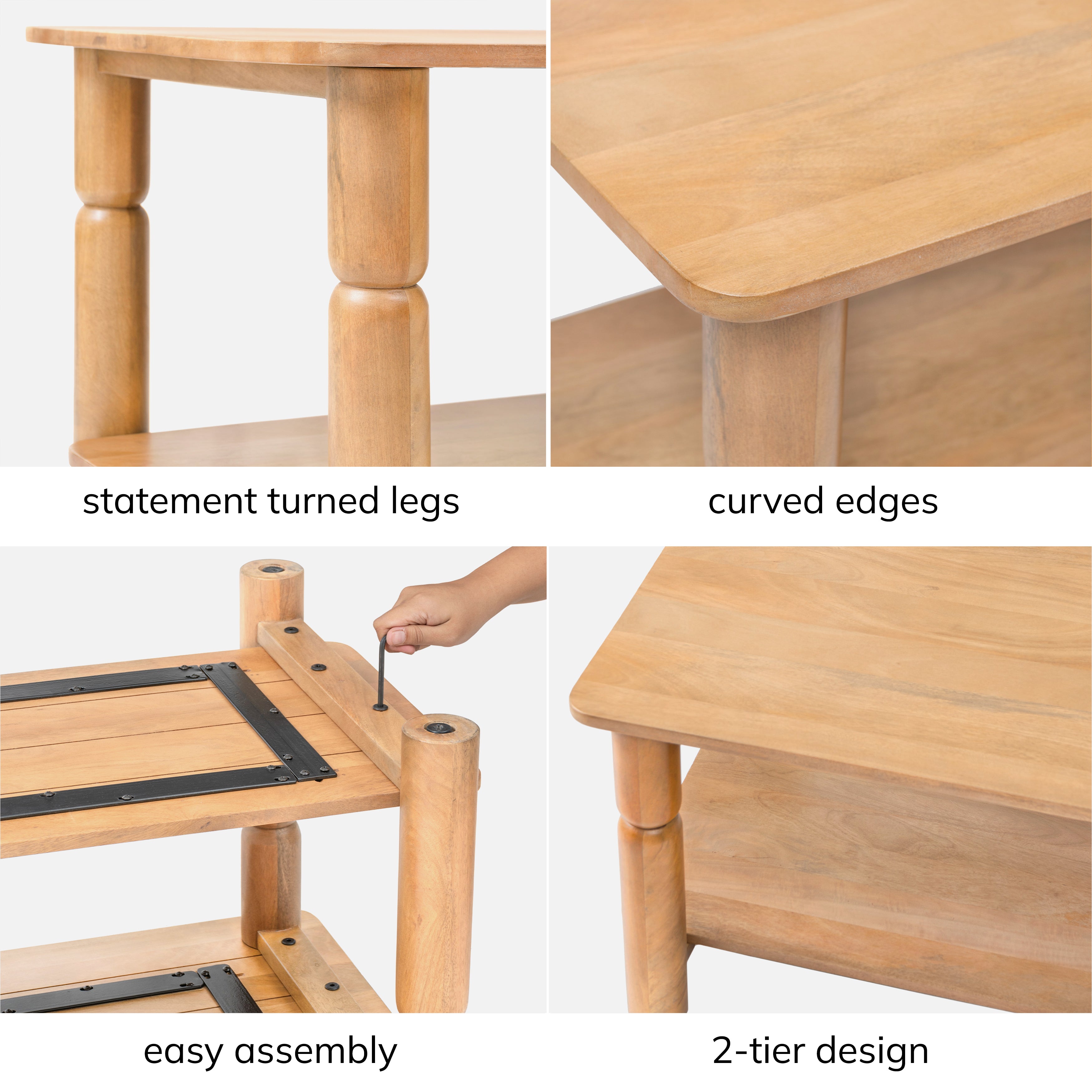 Lainey Solid Wood Coffee Table - Blonde Natural