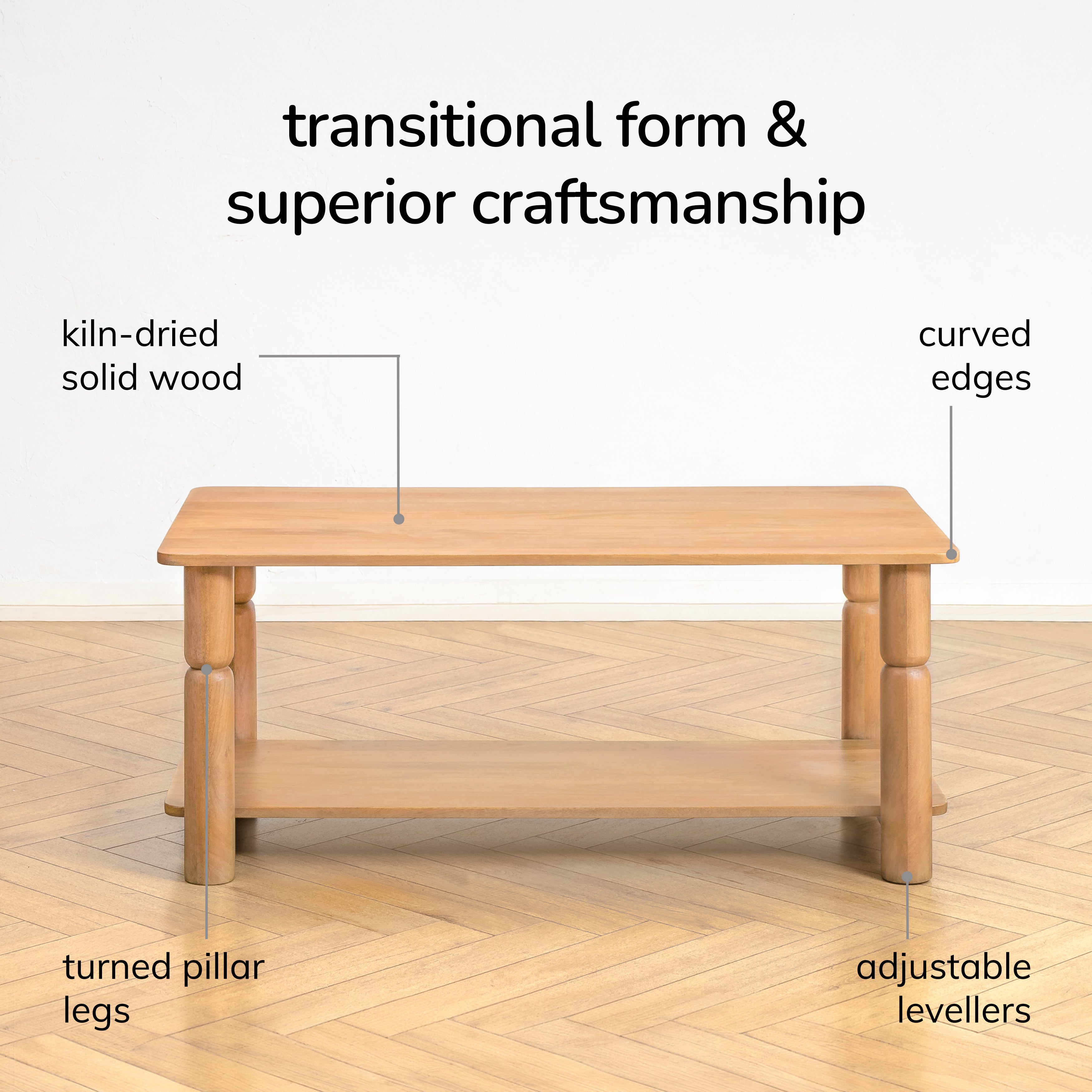 Lainey Solid Wood Coffee Table - Blonde Natural