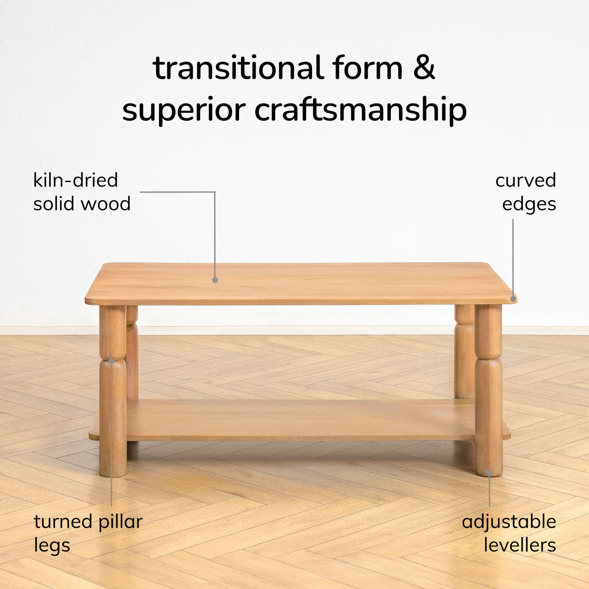 Lainey Solid Wood Coffee Table - Blonde Natural