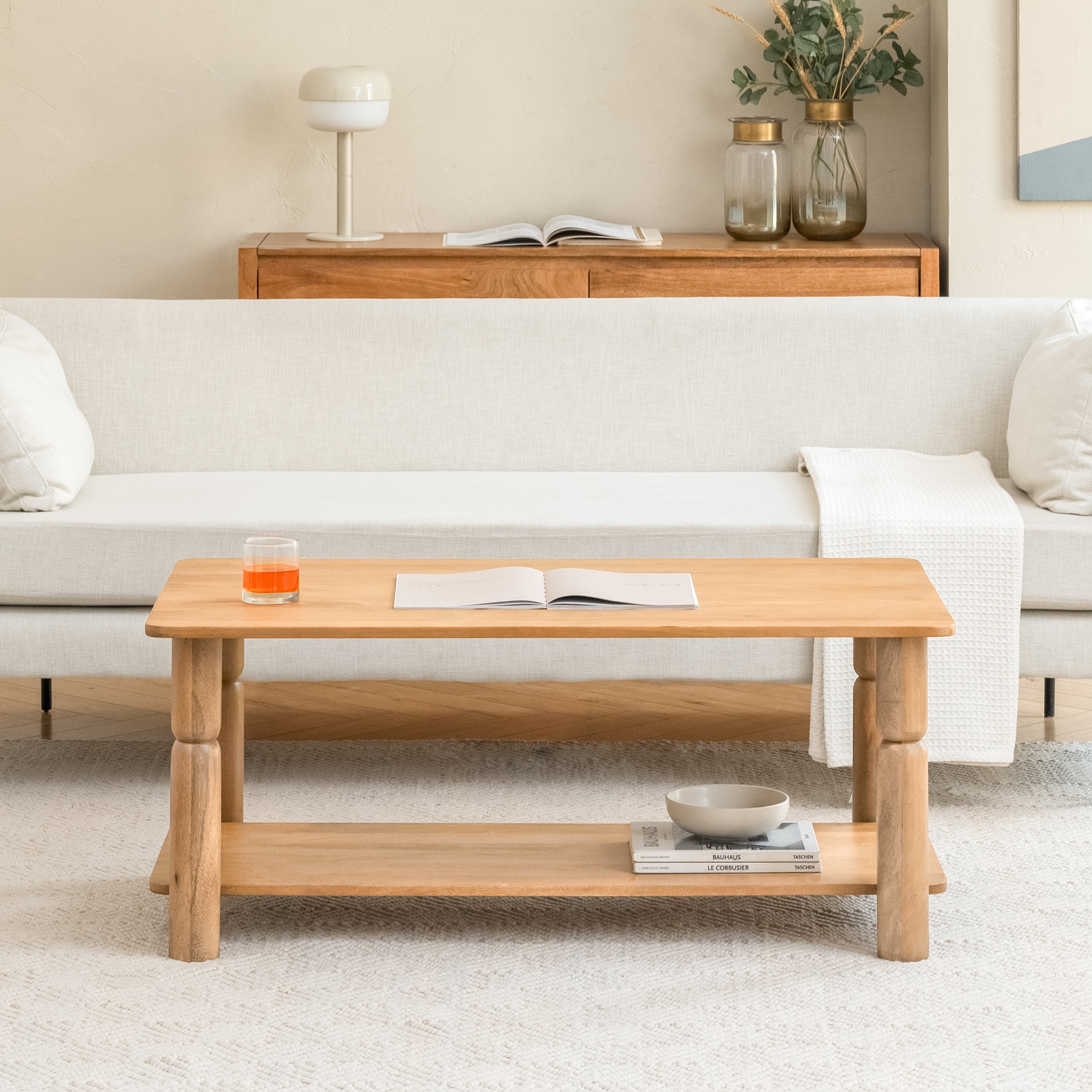 Lainey Solid Wood Coffee Table - Blonde Natural
