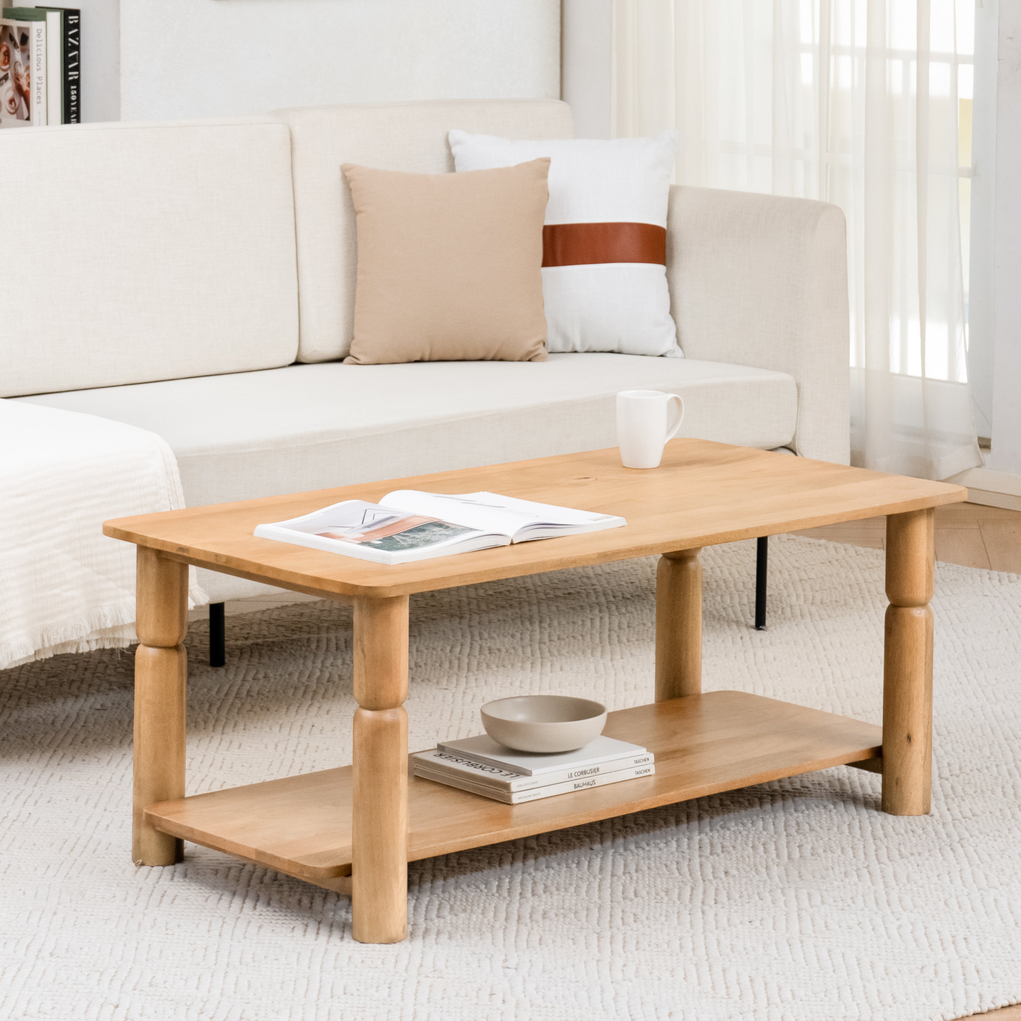 Lainey Solid Wood Coffee Table - Blonde Natural