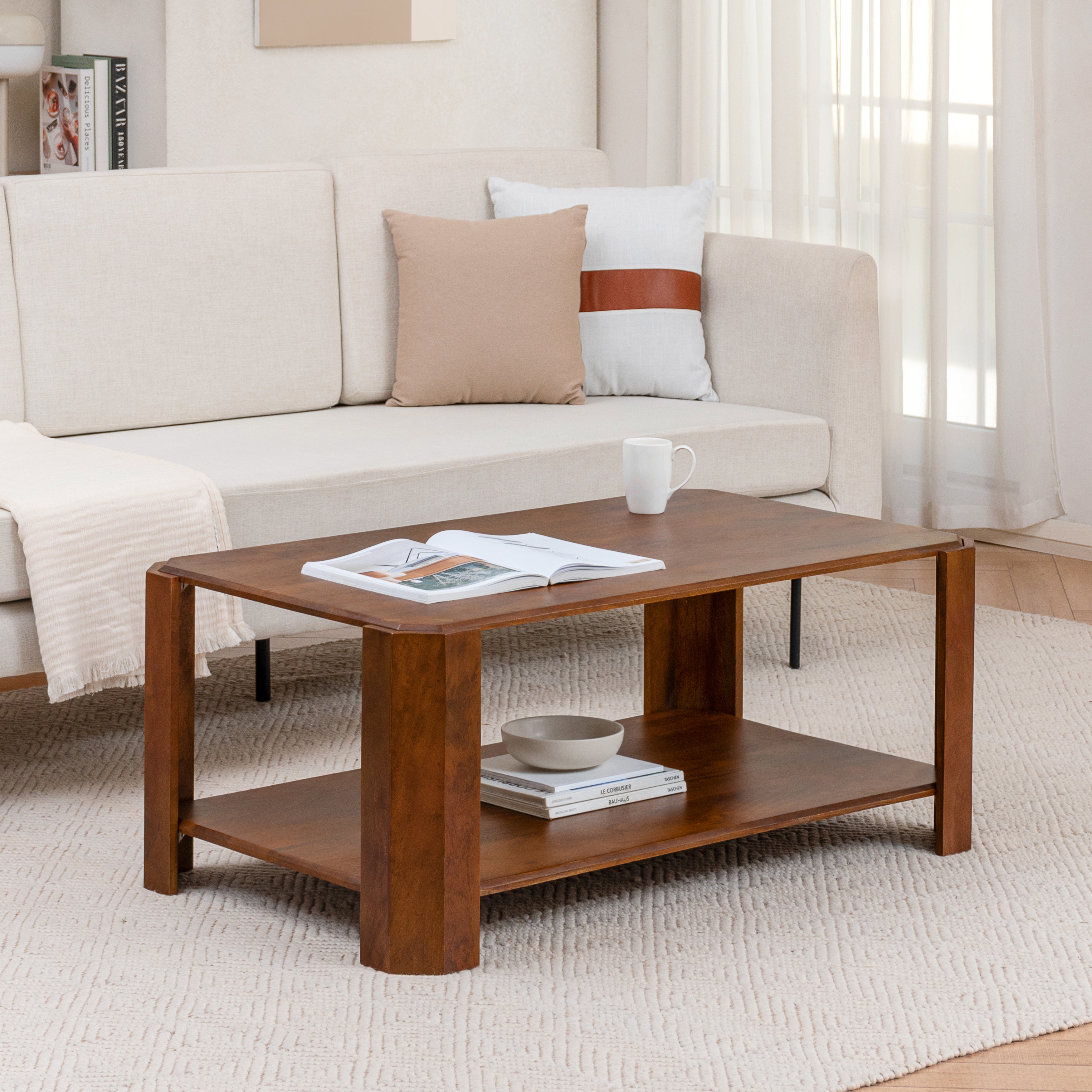Laurey Solid Wood Coffee Table - Walnut