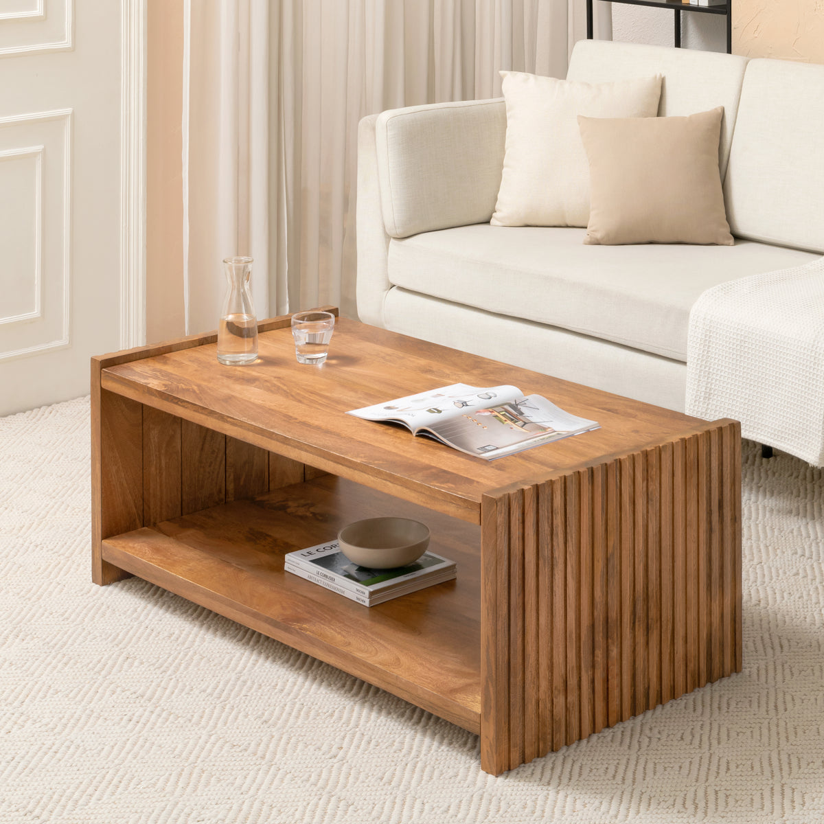 Marli Solid Wood Coffee Table - Mid Tone Honey