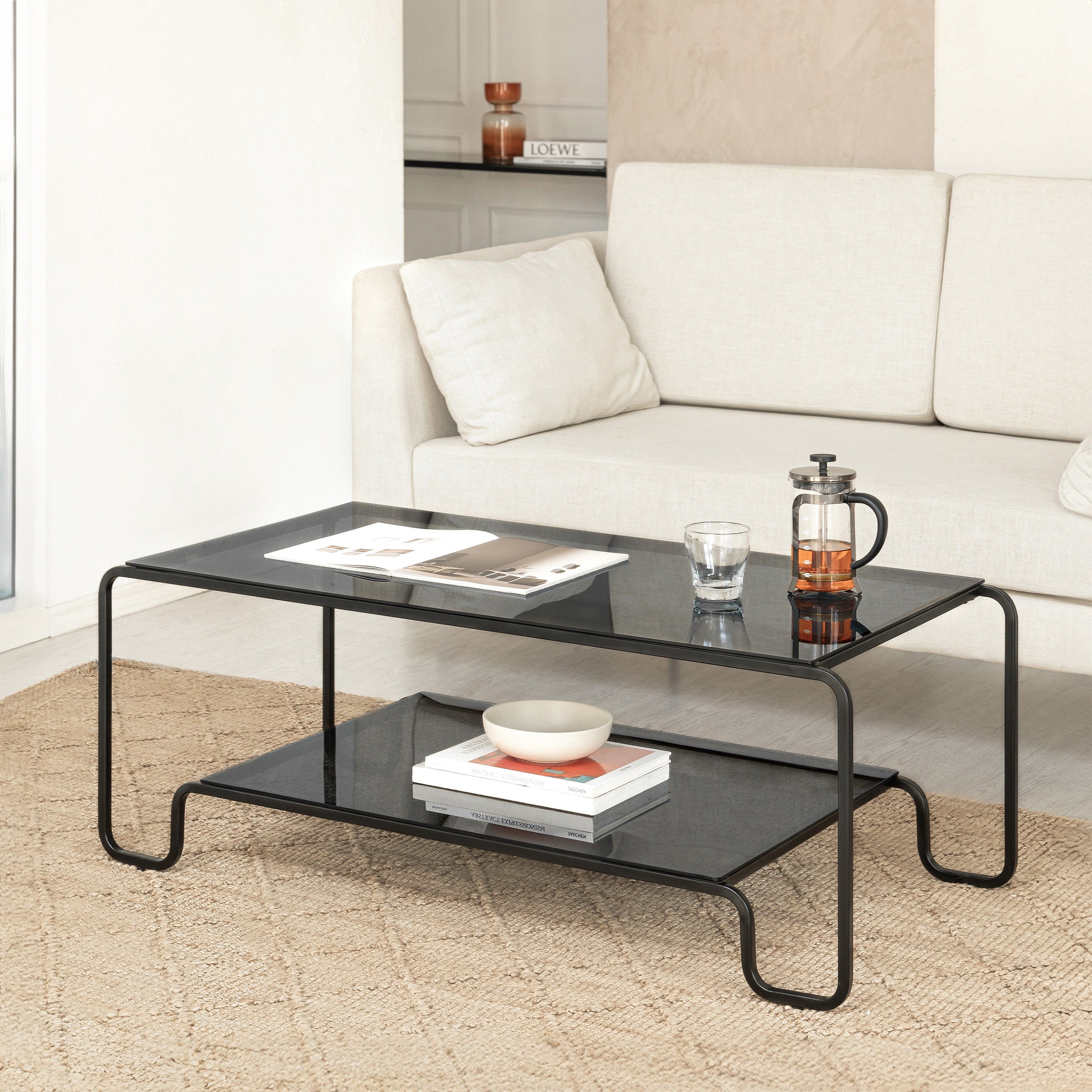 Tucker Iron & Glass Coffee Table - Black