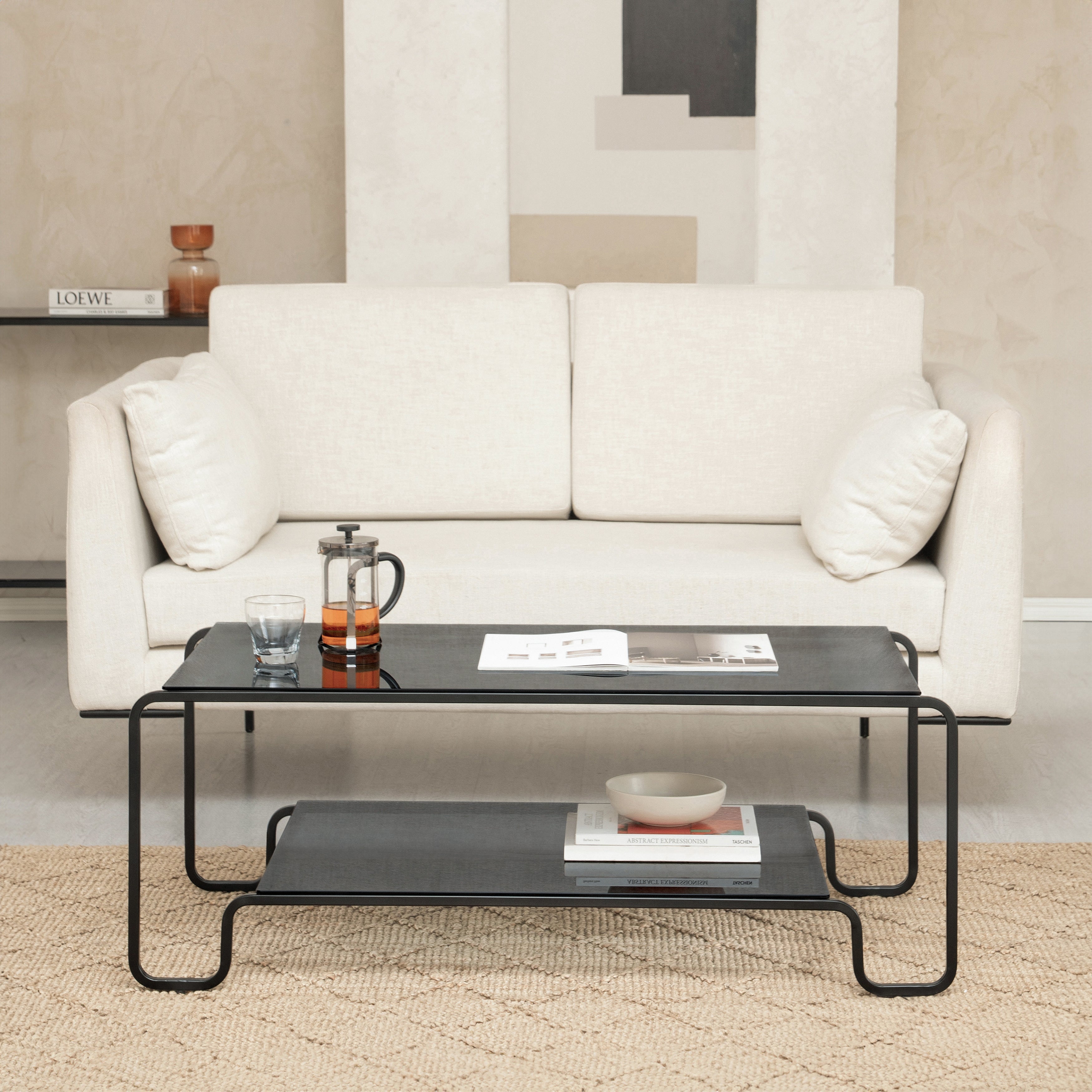Tucker Iron & Glass Coffee Table - Black