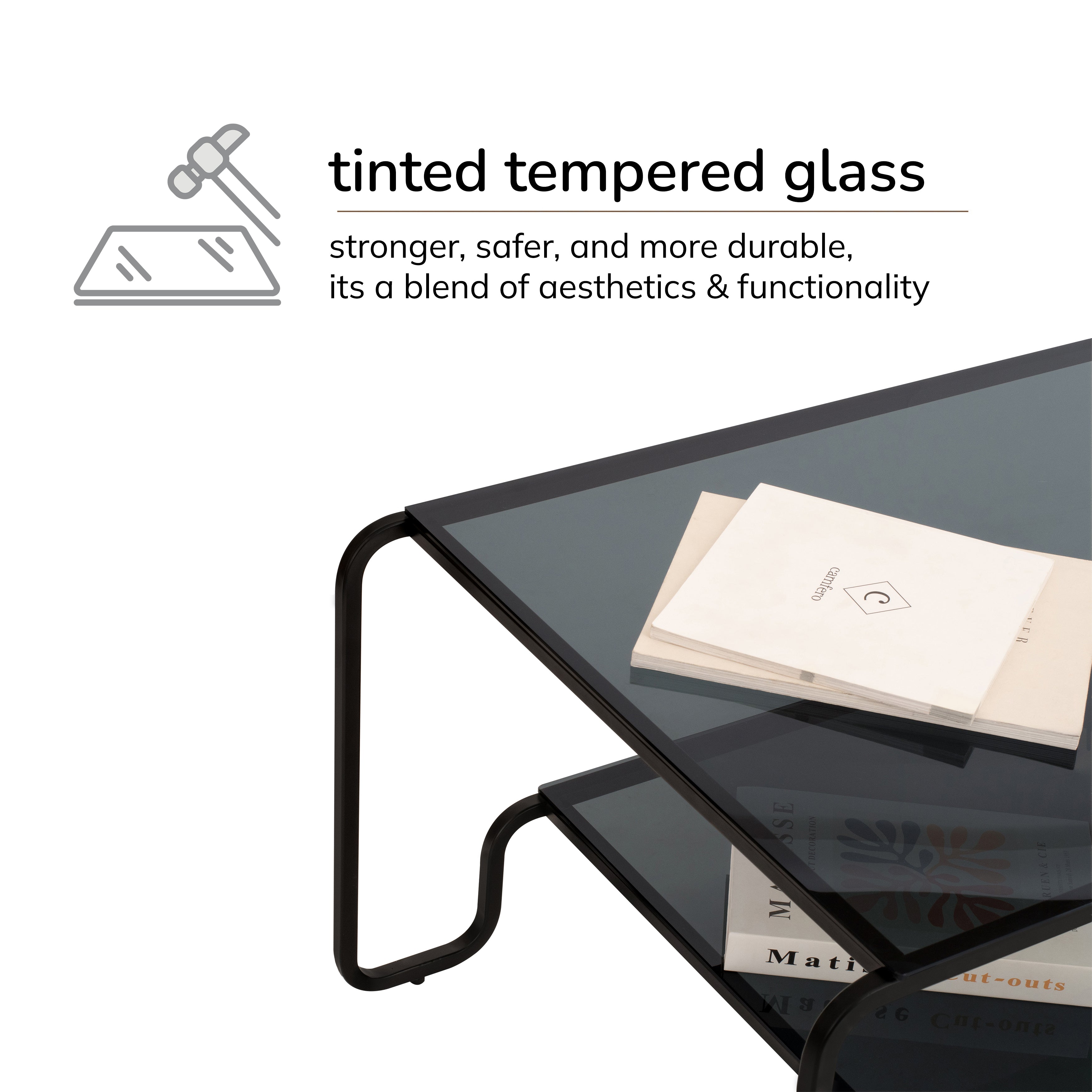 Tucker Iron & Glass Coffee Table - Black