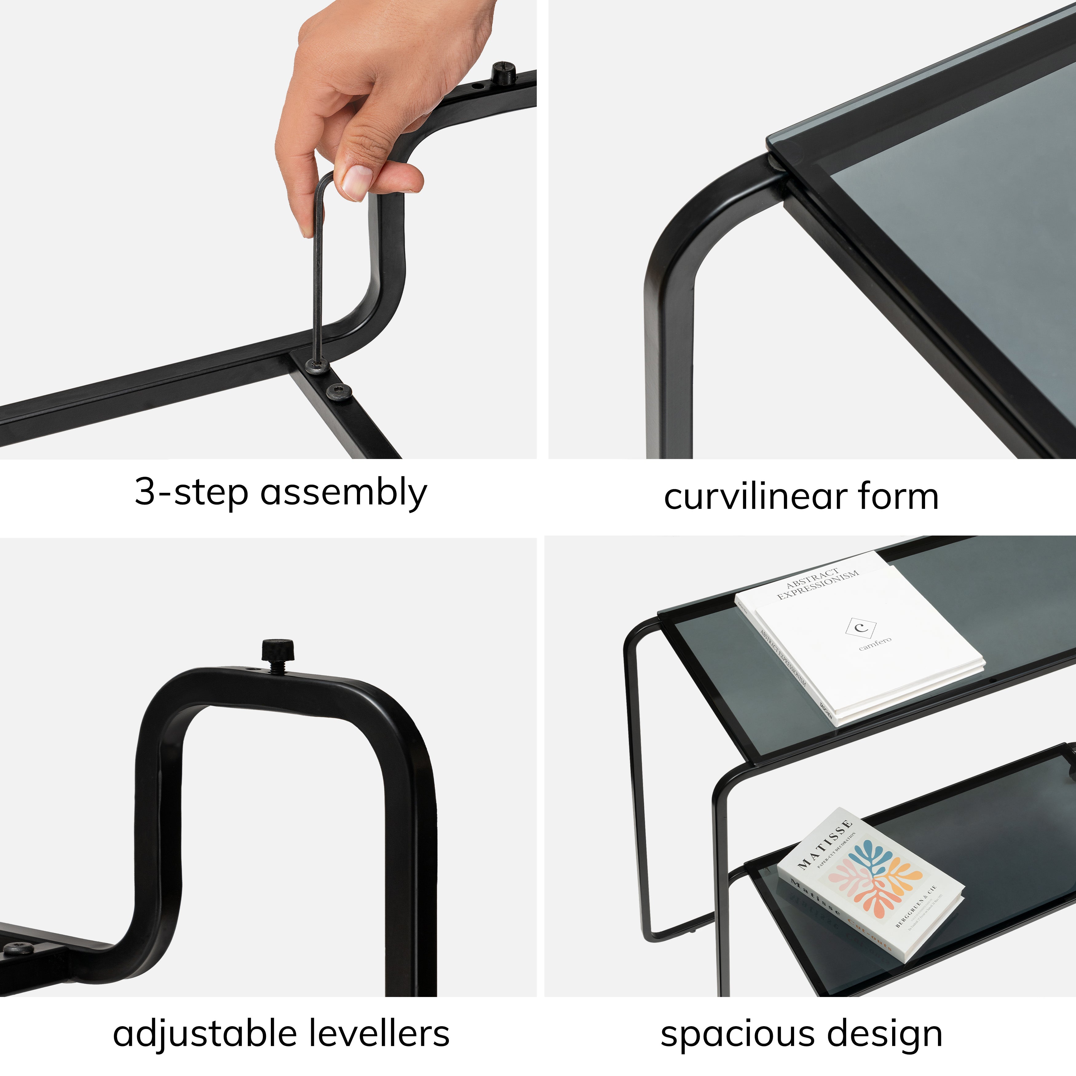 Flint Iron & Glass Console Table - Black