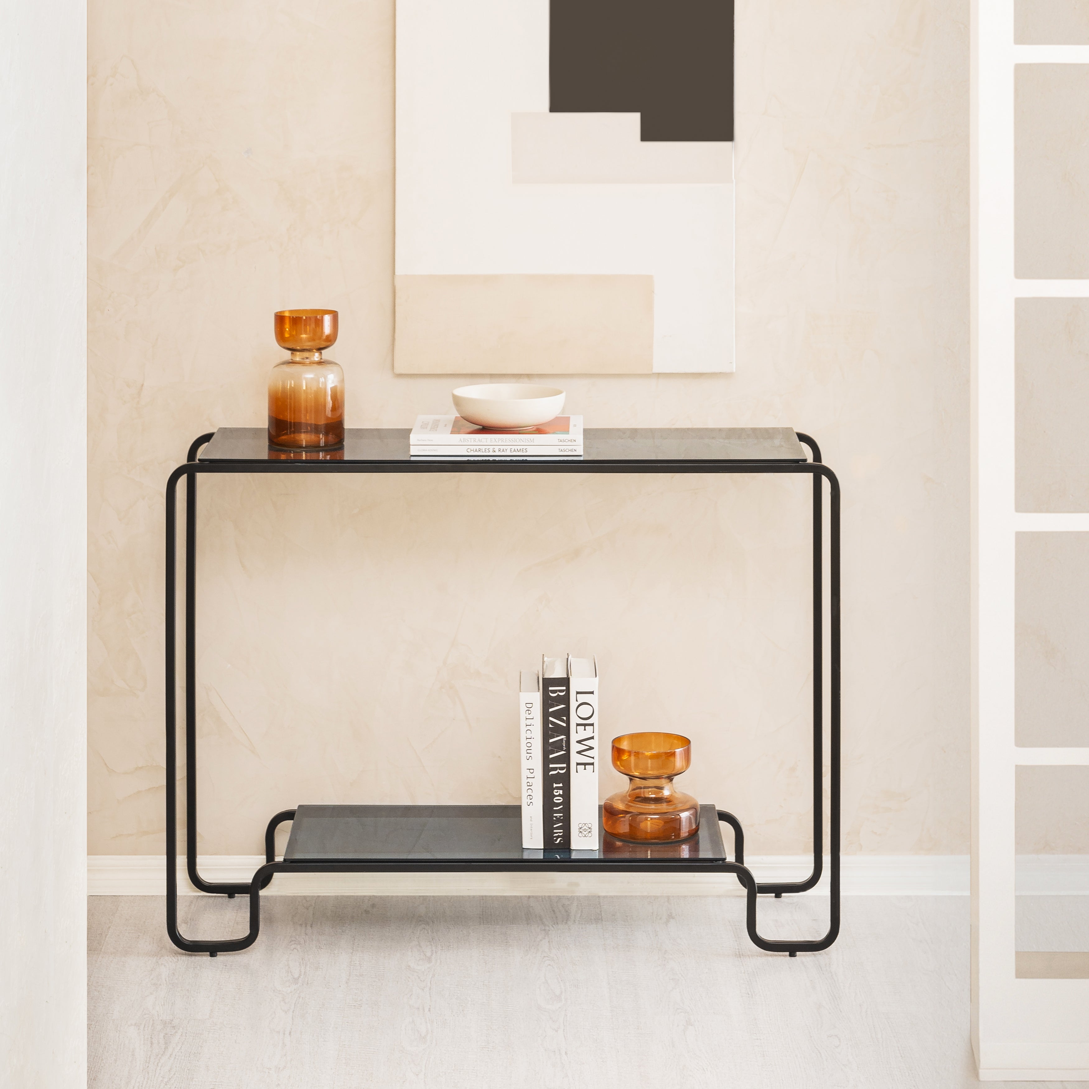 Flint Iron & Glass Console Table - Black