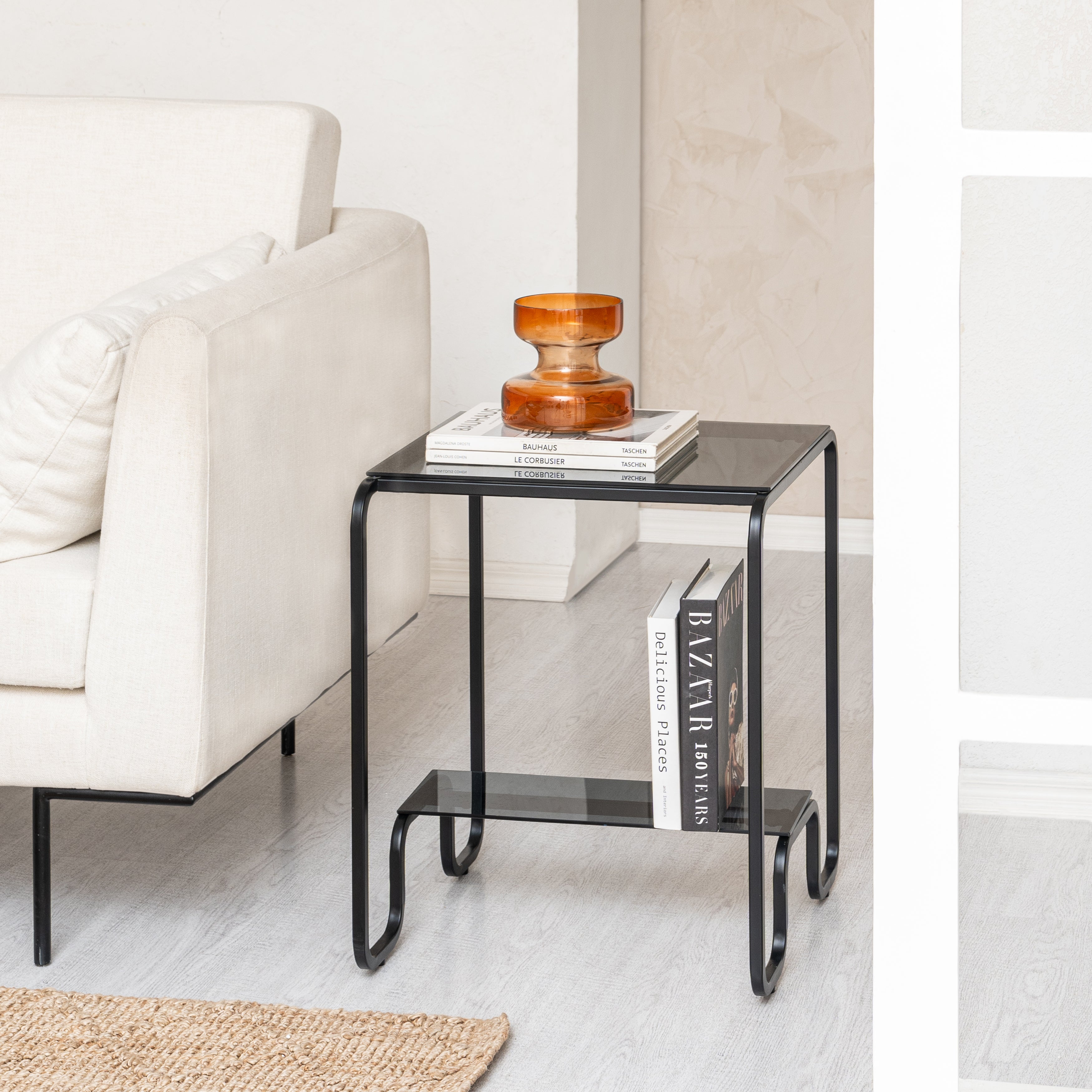 River Iron & Glass End Table - Black