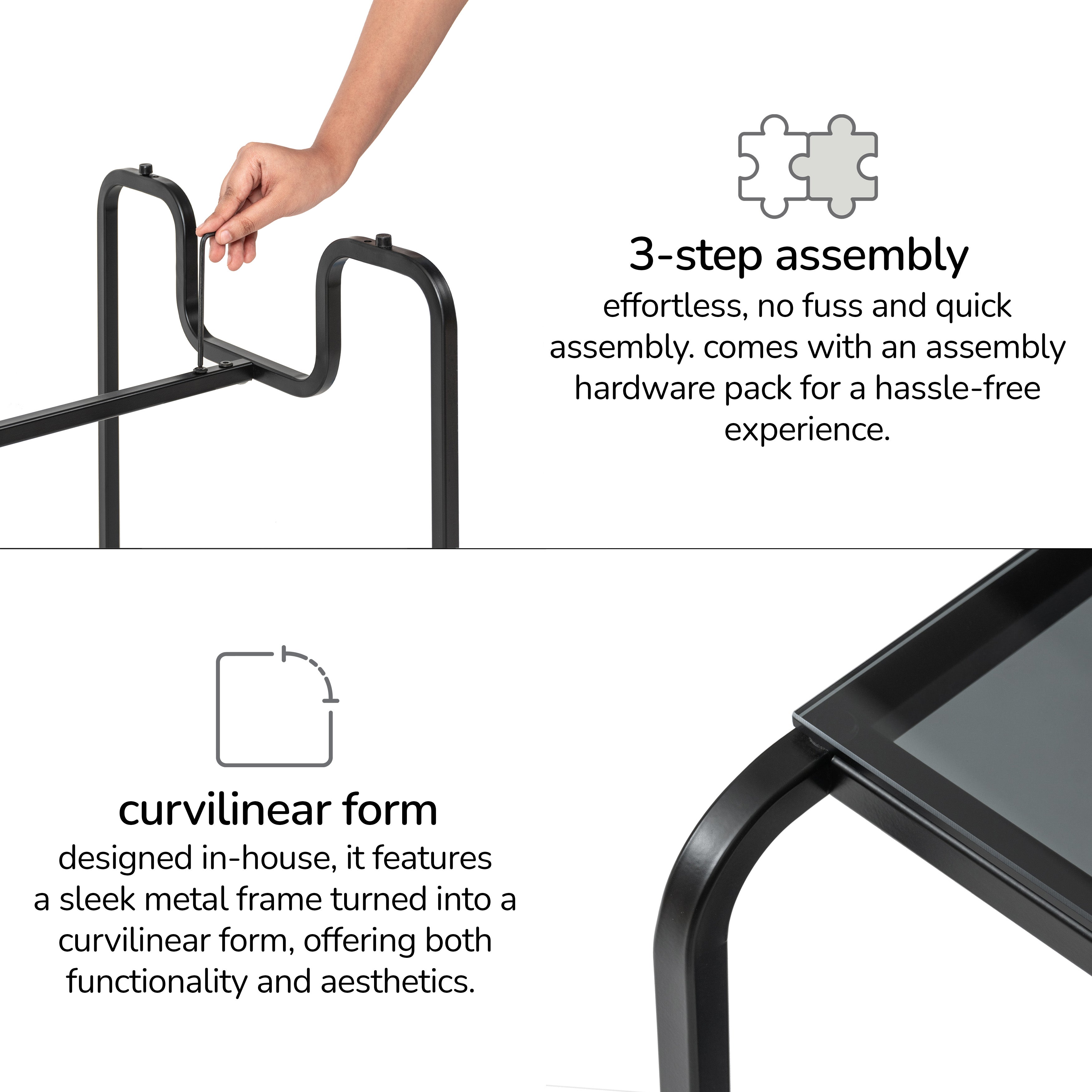 River Iron & Glass End Table - Black