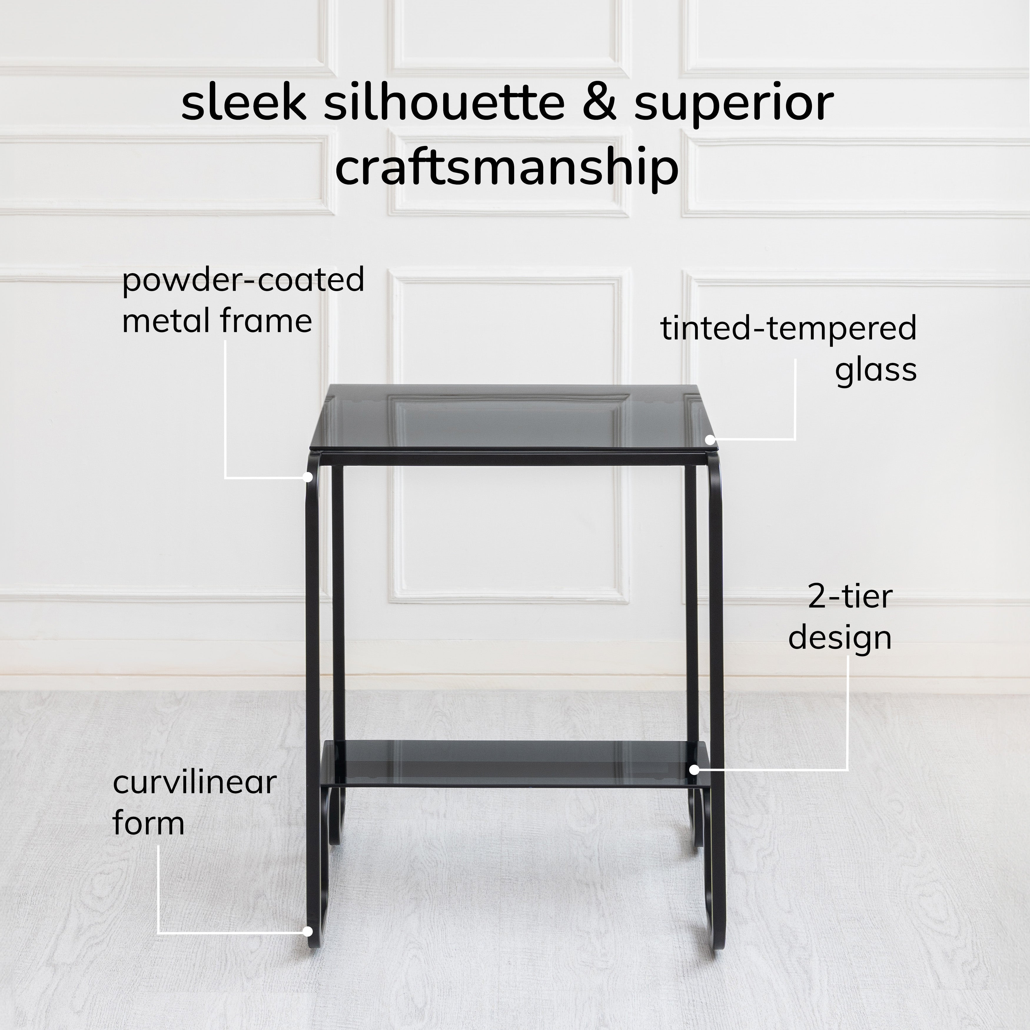 River Iron & Glass End Table - Black