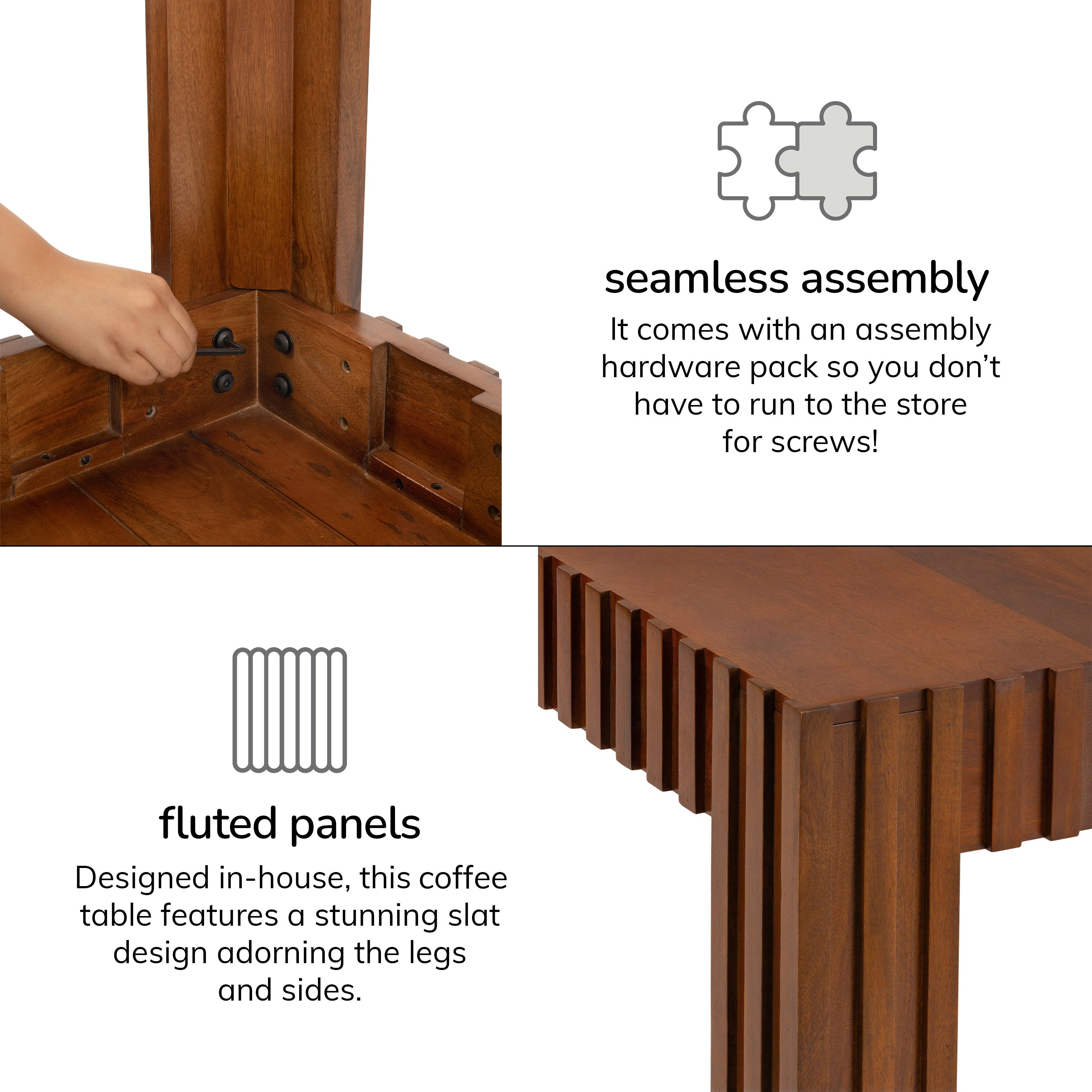 Fritz Solid Wood Coffee Table - Walnut