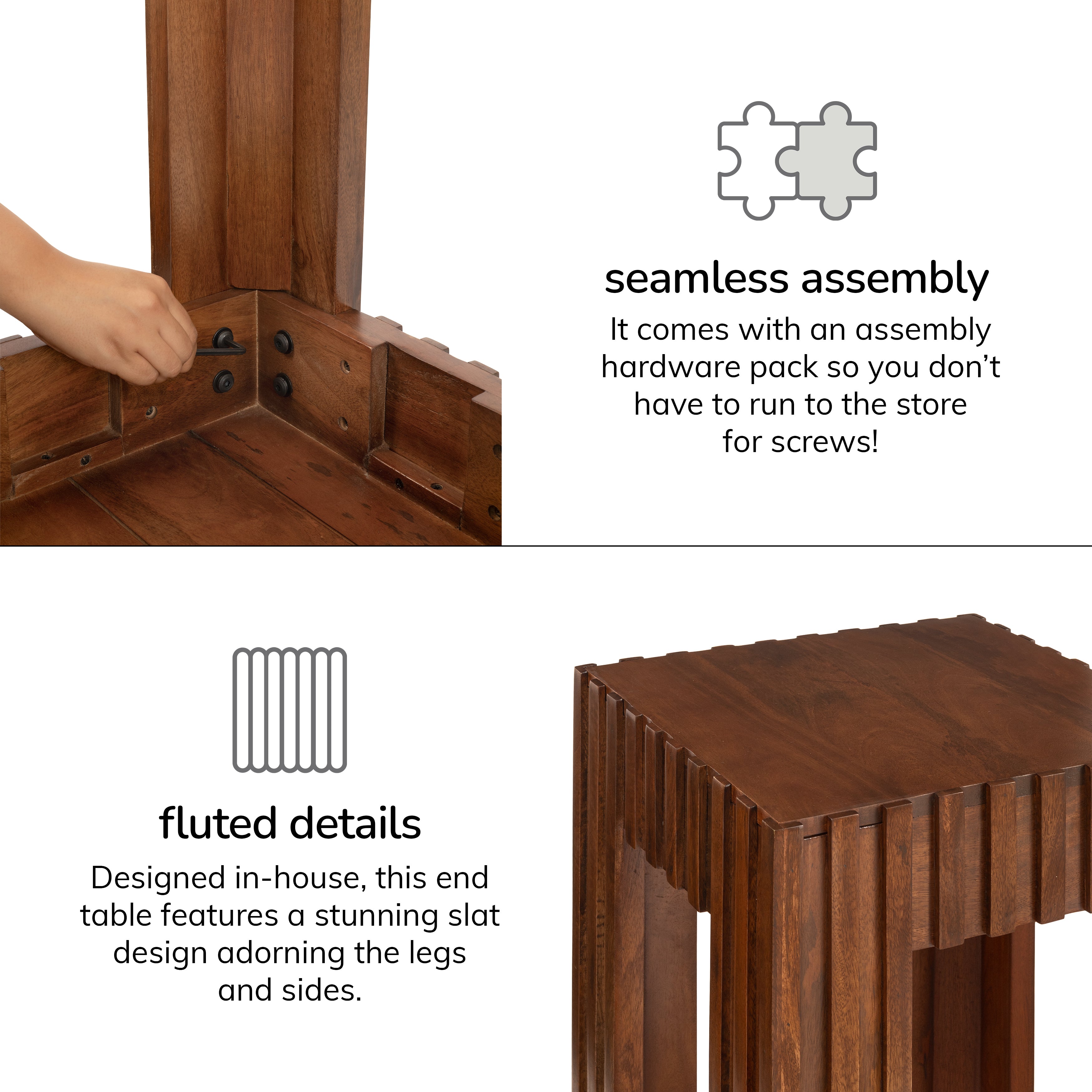 Fritz Solid Wood End Table - Walnut