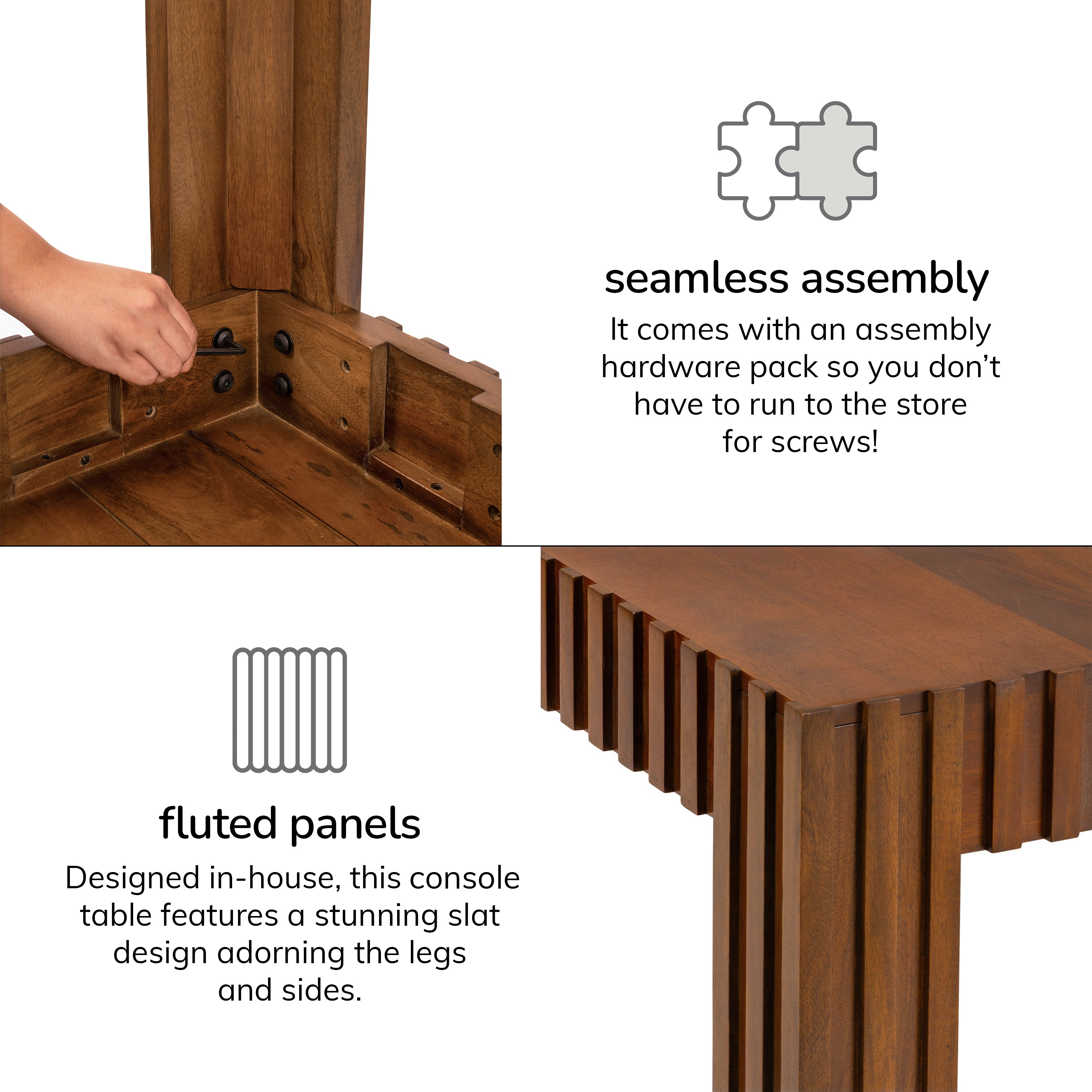 Fritz Solid Wood Console Table - Walnut