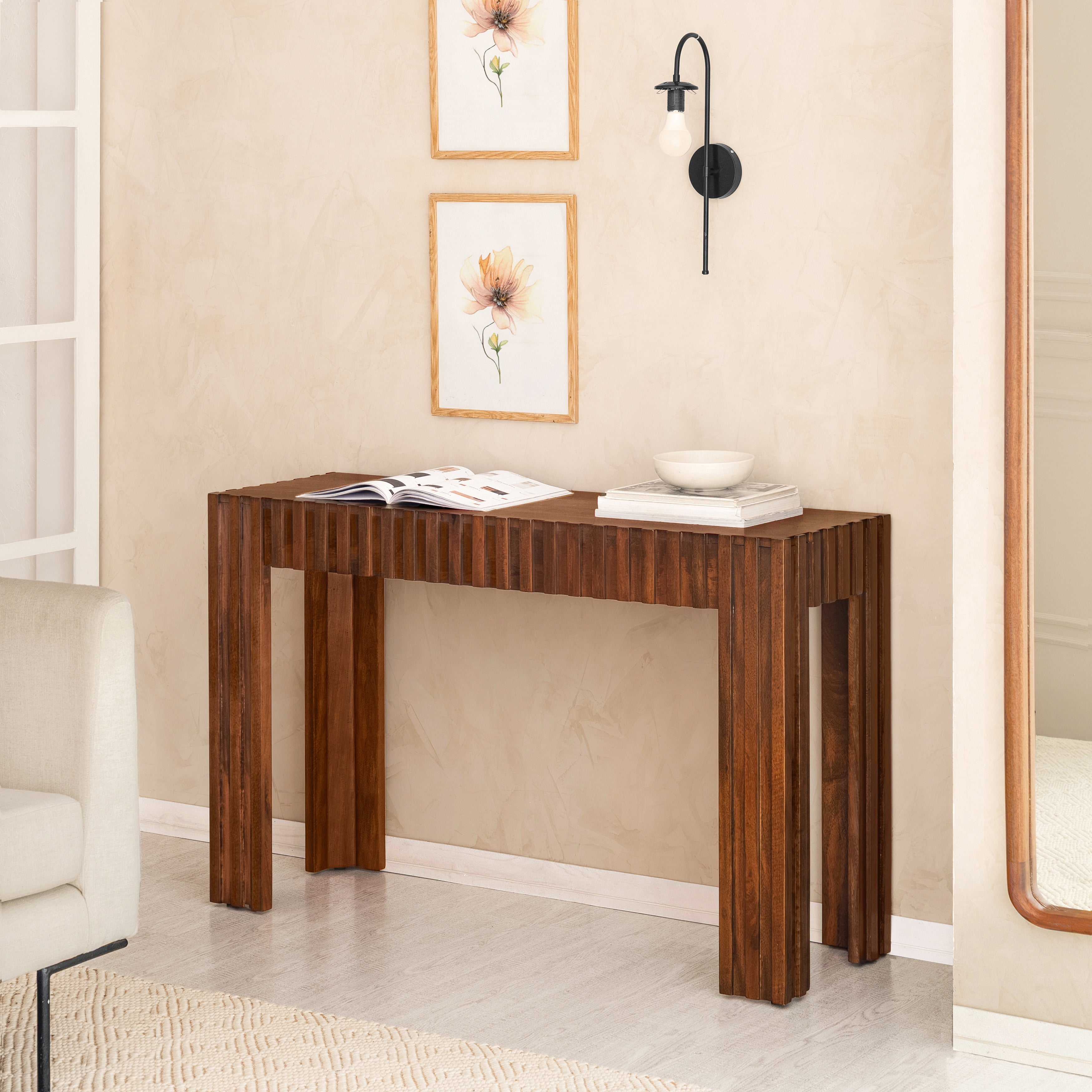 Fritz Solid Wood Console Table - Walnut