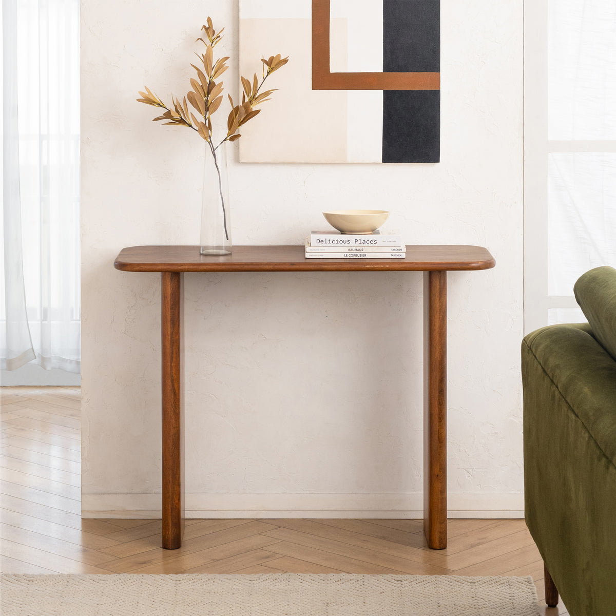 Zikha Solid Wood Console Table - Walnut