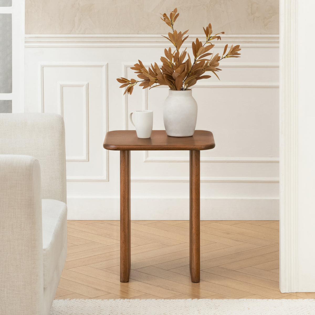 Jem Solid Wood End Table - Walnut