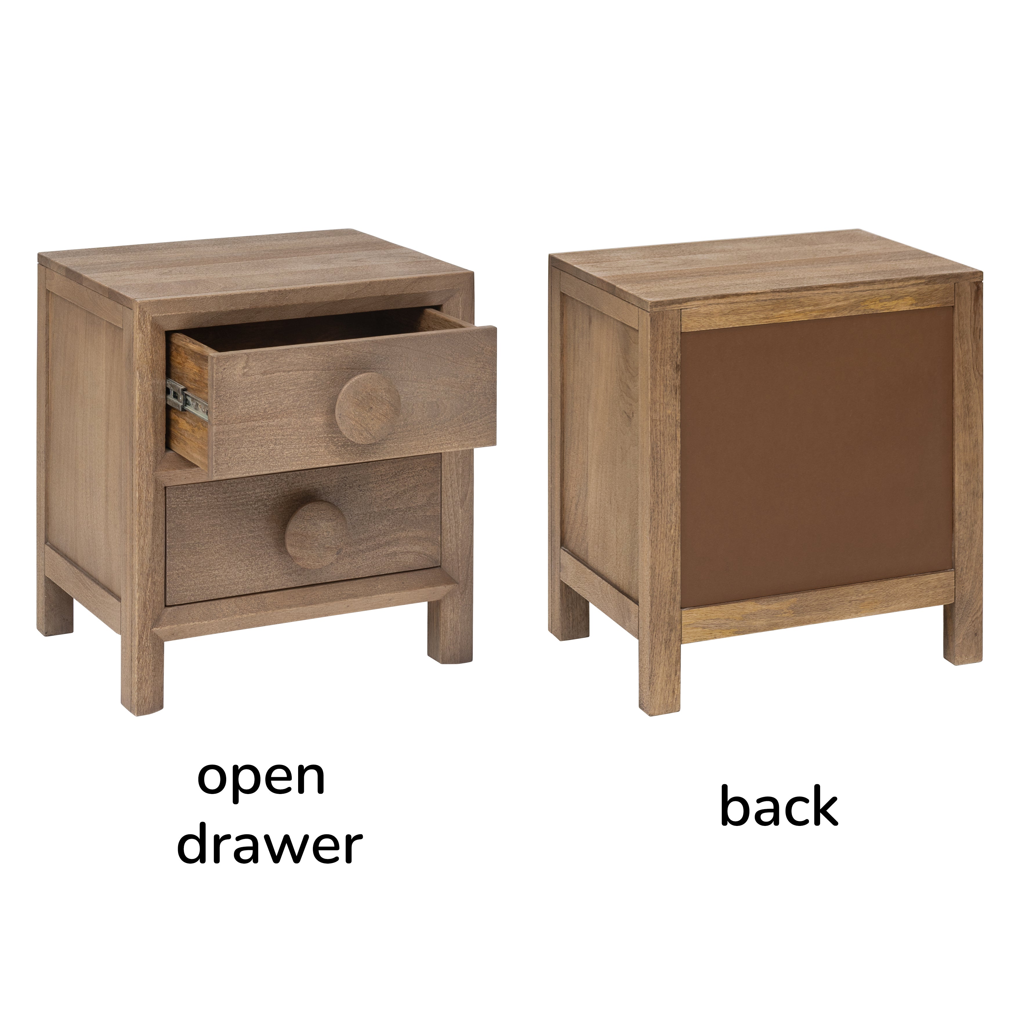 Bobby Solid Wood Nightstand - Textured Brown