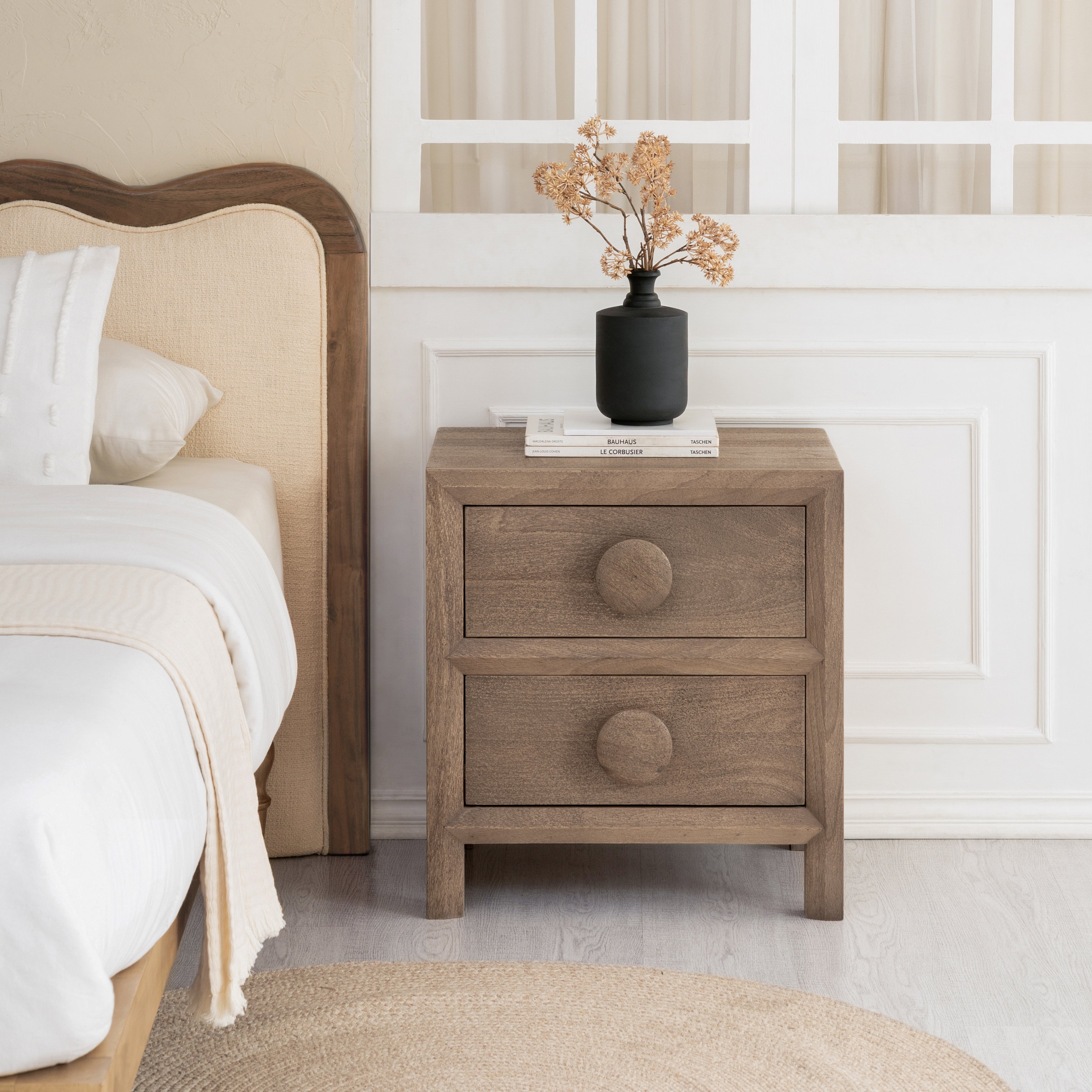 Bobby Solid Wood Nightstand - Textured Brown