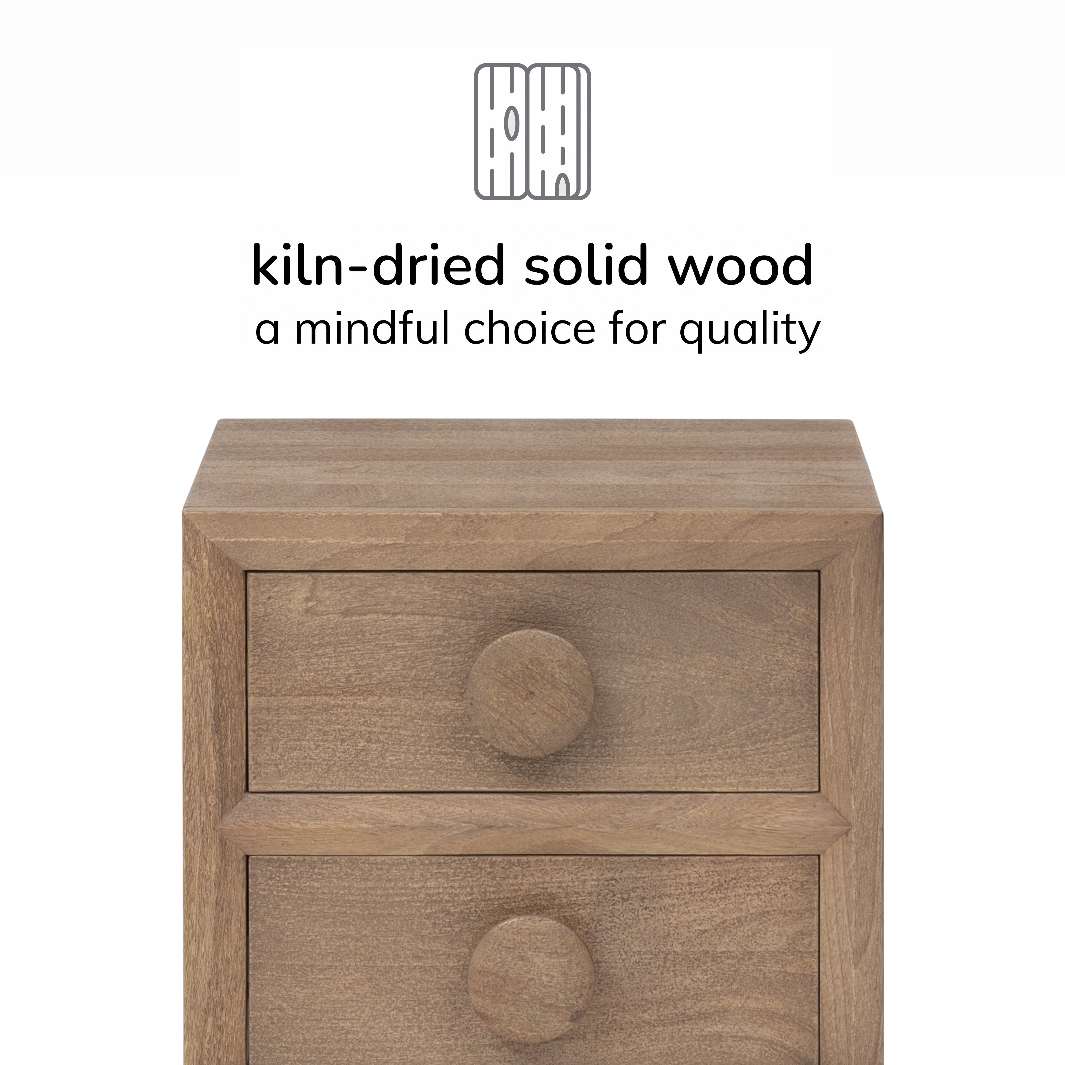 Bobby Solid Wood Nightstand - Textured Brown