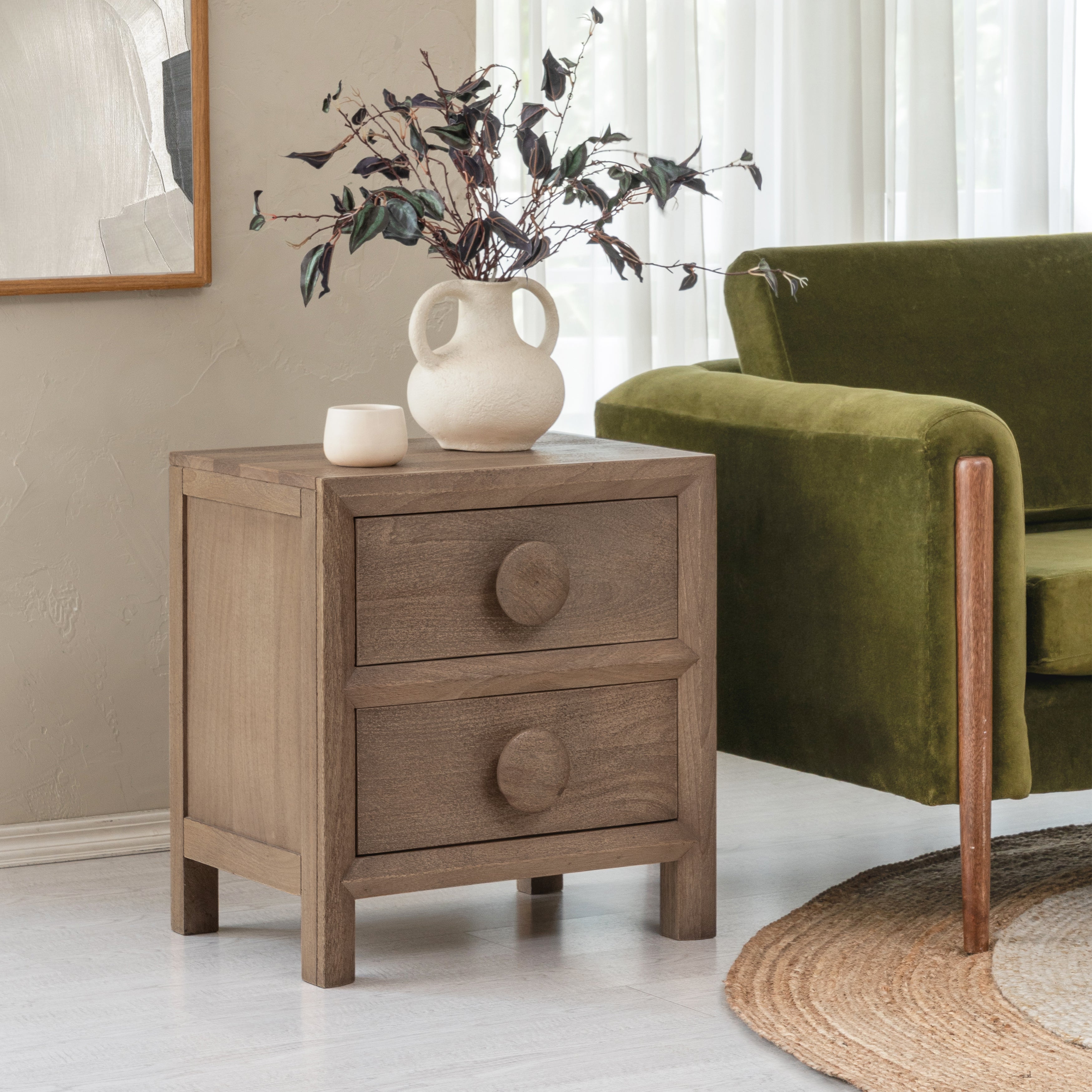 Bobby Solid Wood Nightstand - Textured Brown