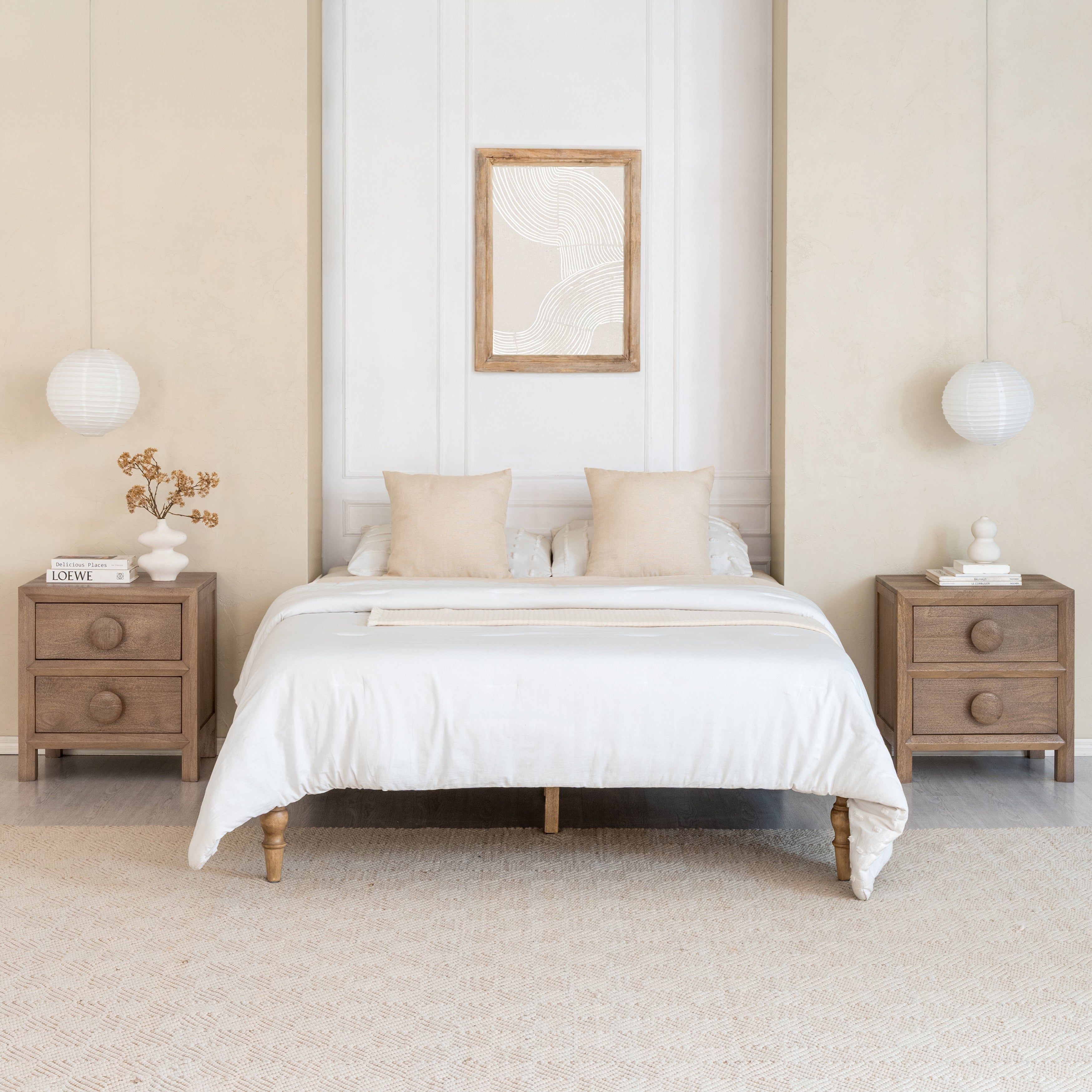 Bobby Solid Wood Nightstand - Textured Brown