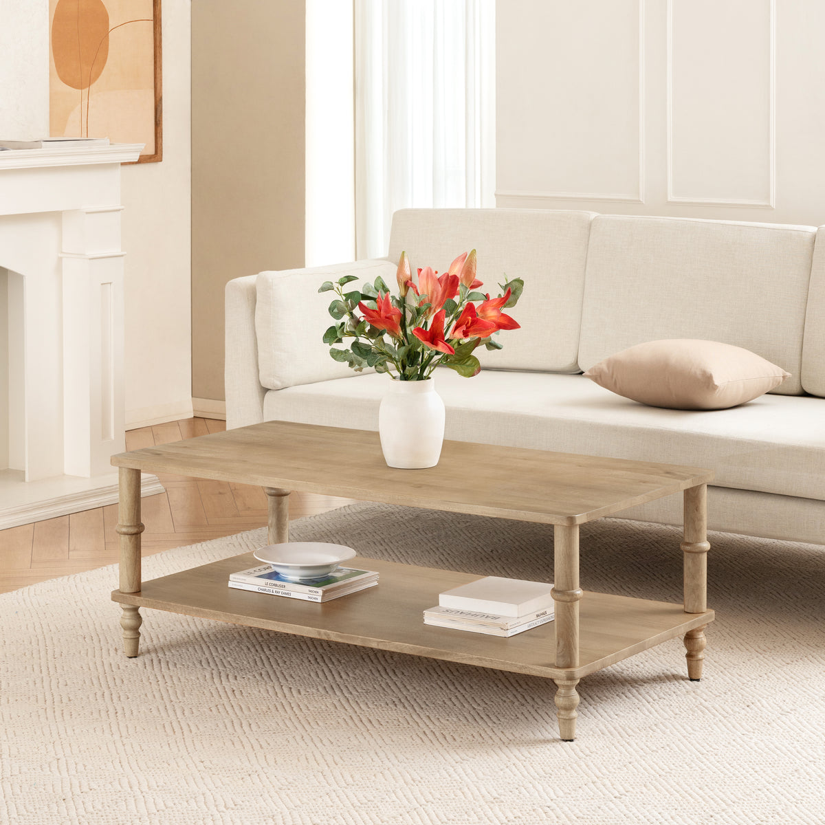 Rhonda Solid Wood Coffee Table - Warm Sand