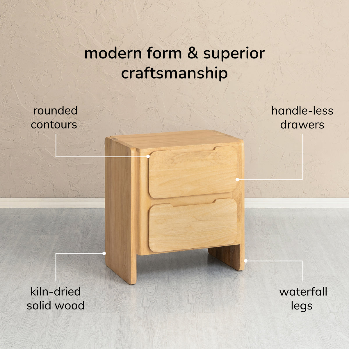 Maggie Solid Wood Nightstand - Light Blonde