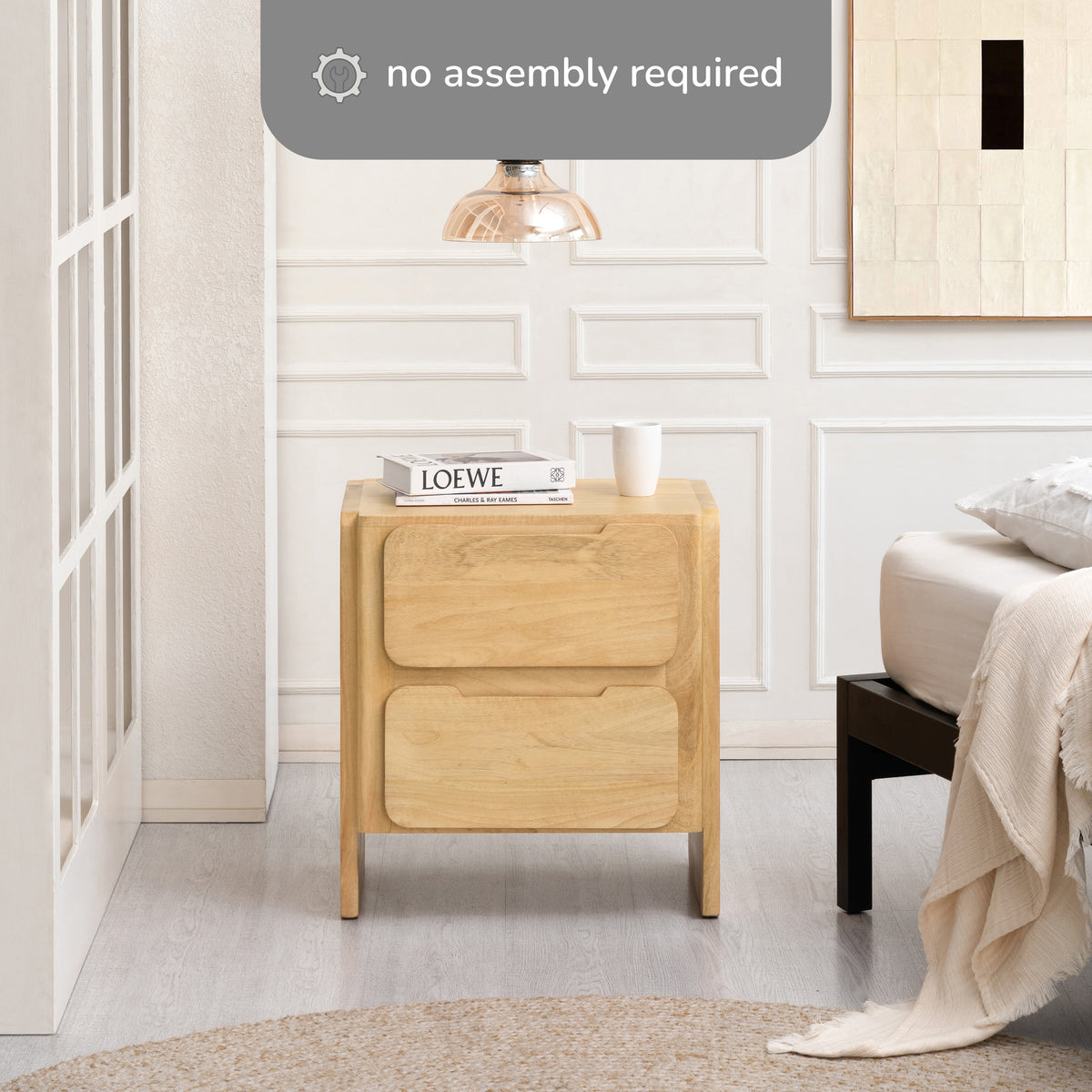Maggie Solid Wood Nightstand - Light Blonde