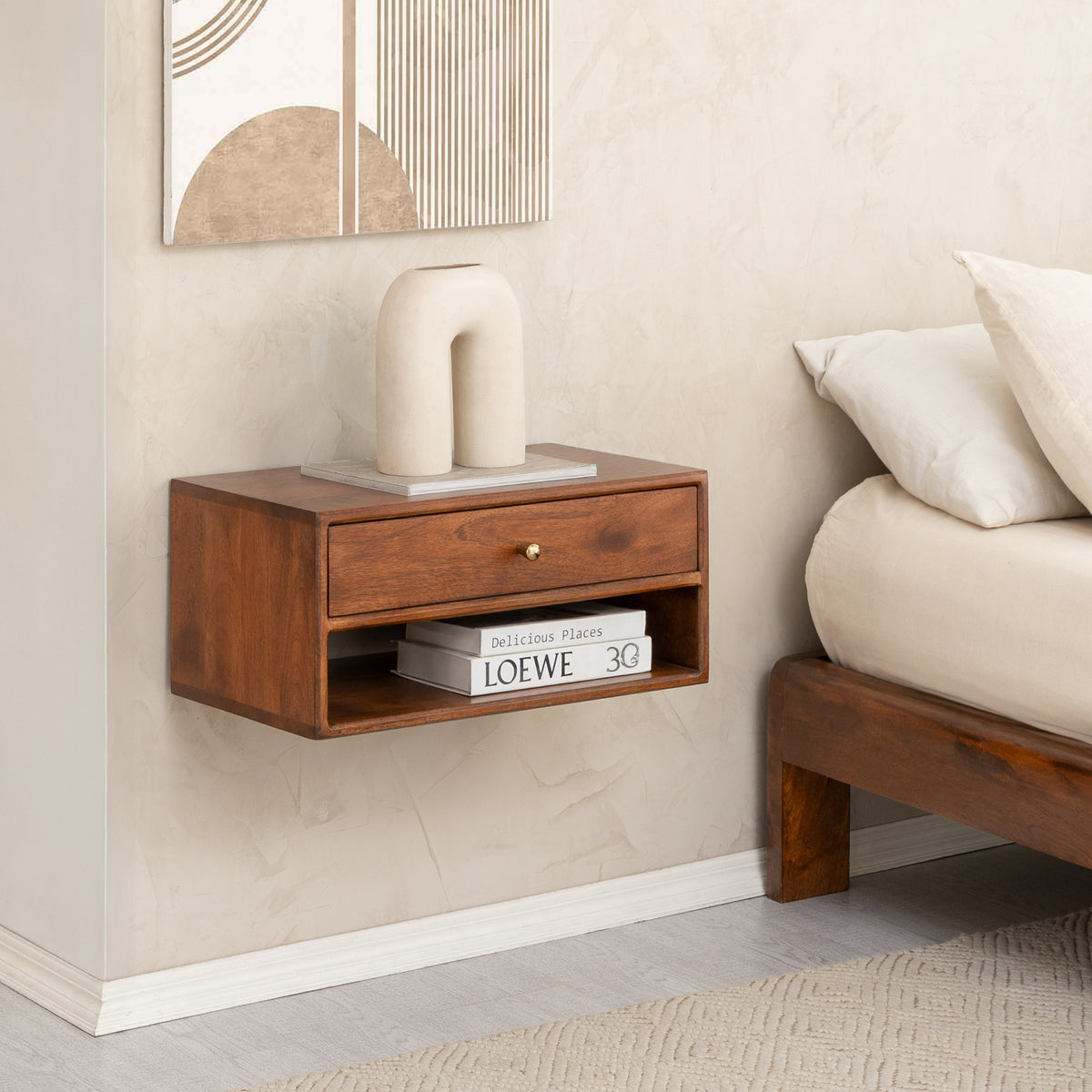 Kiana Solid Wood Nightstand - Walnut