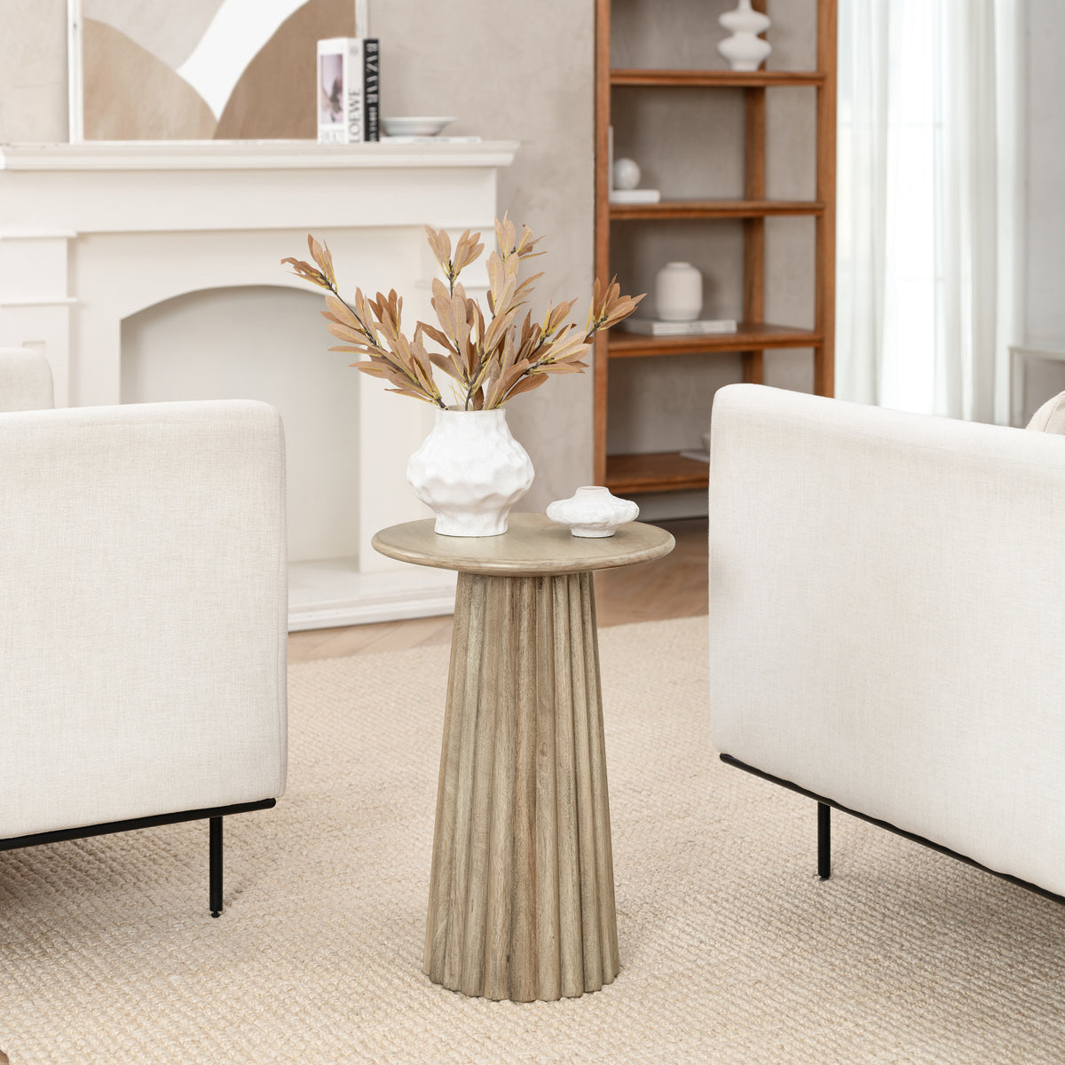 Sienna Solid Wood End Table - Warm Sand