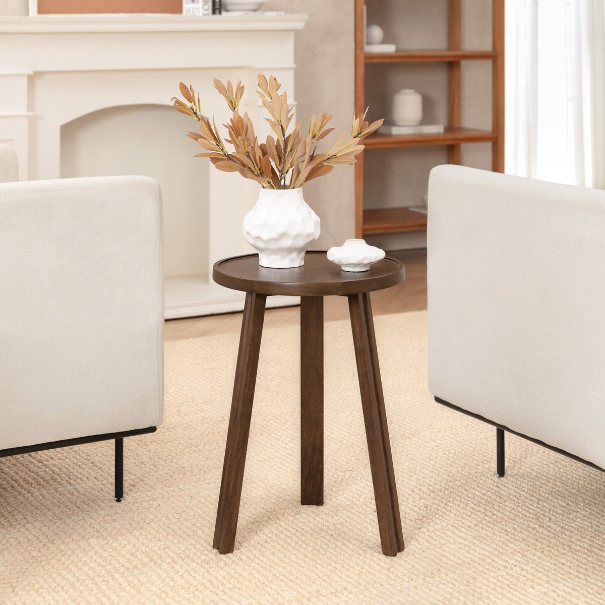 Ethel Solid Mango Wood End Table - Hazel Brown