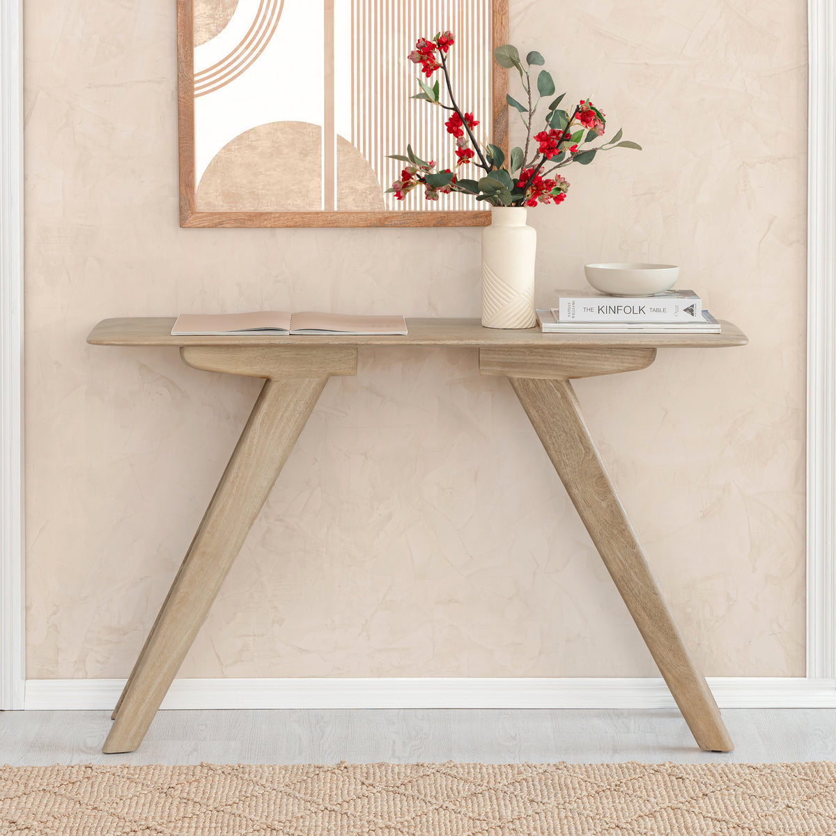 Marcel Solid Wood Console Table - Warm Sand