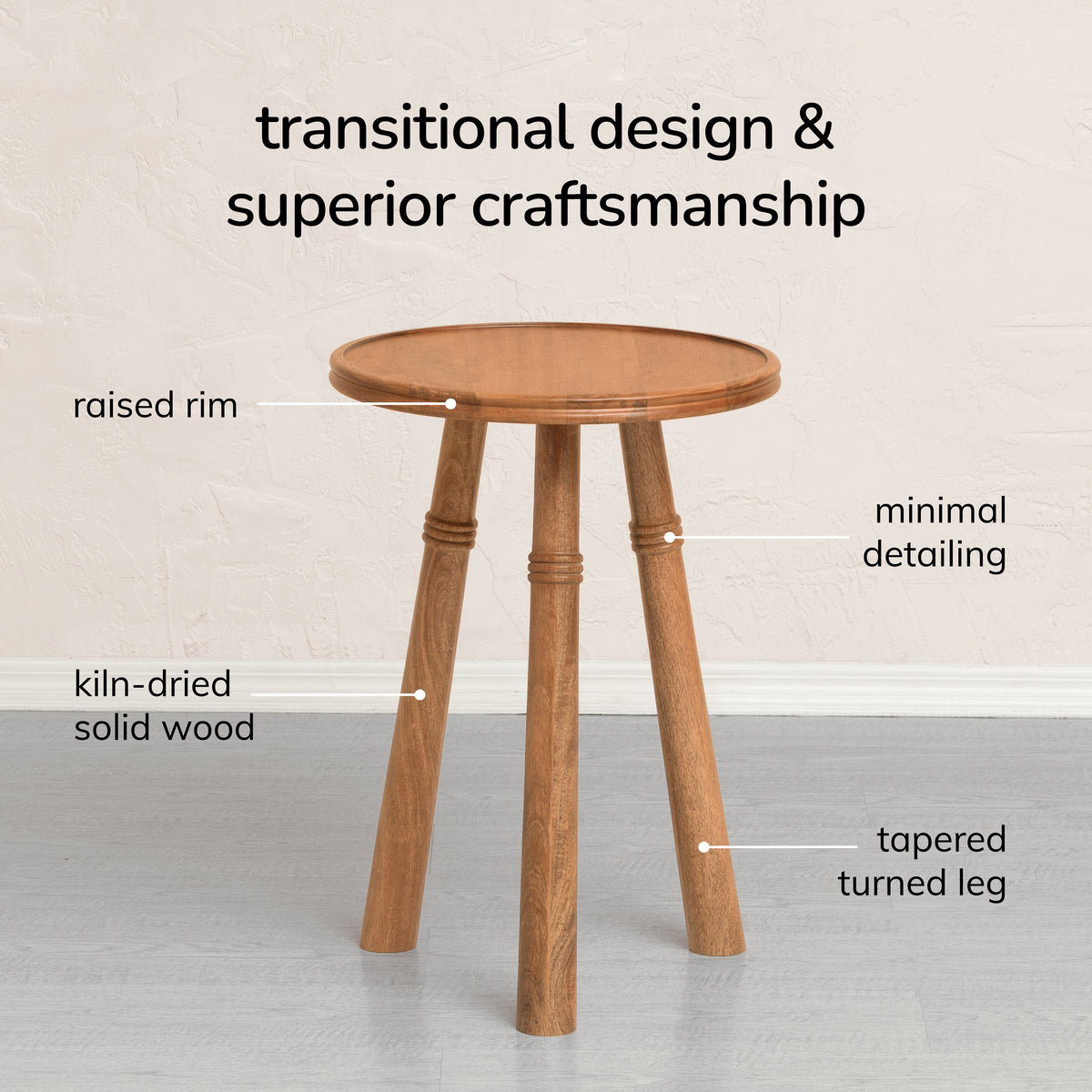 Lola Solid Wood End Table - Mid Tone Honey