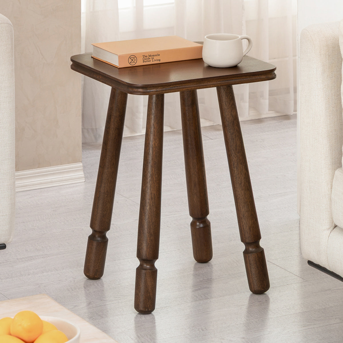 Olive Solid Mango Wood End Table - Hazel Brown