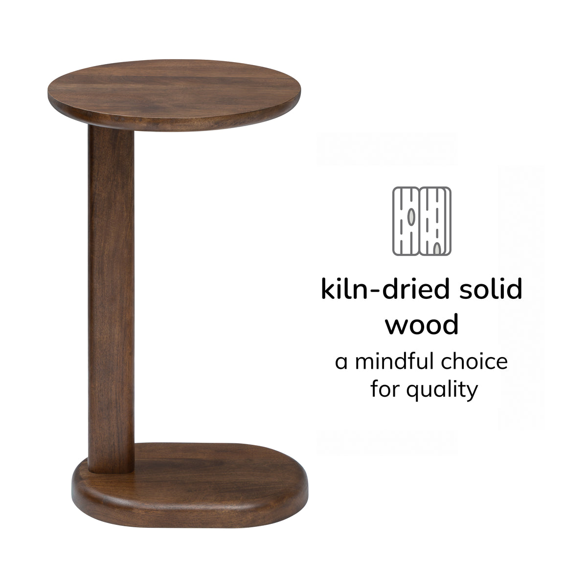 Nora Solid Mango Wood End Table - Hazel Brown