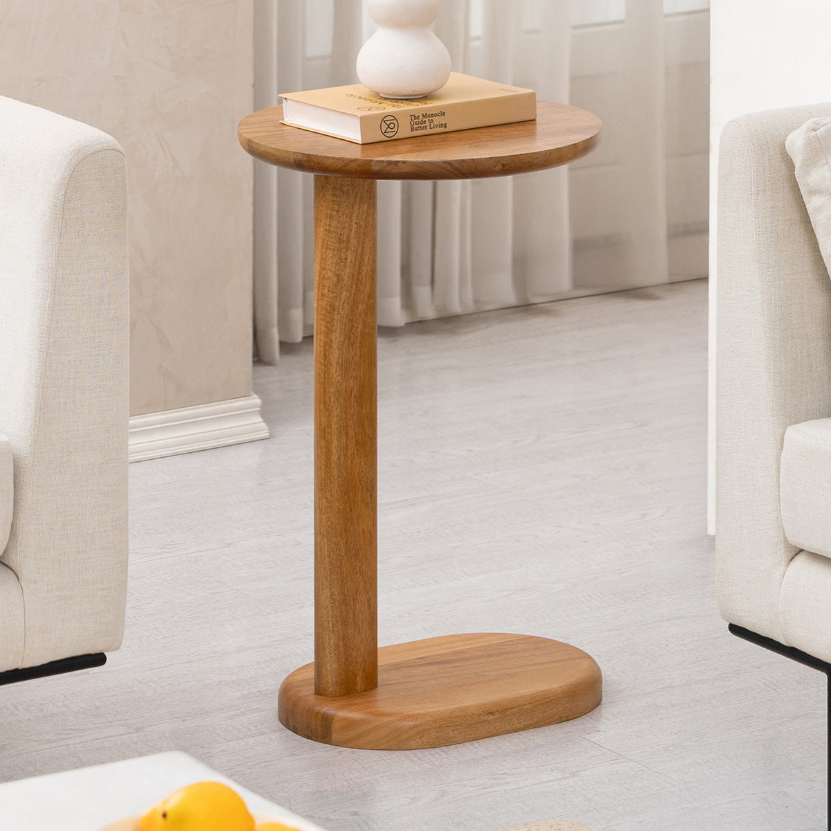 Nora Solid Mango Wood End Table - Mid Tone Honey
