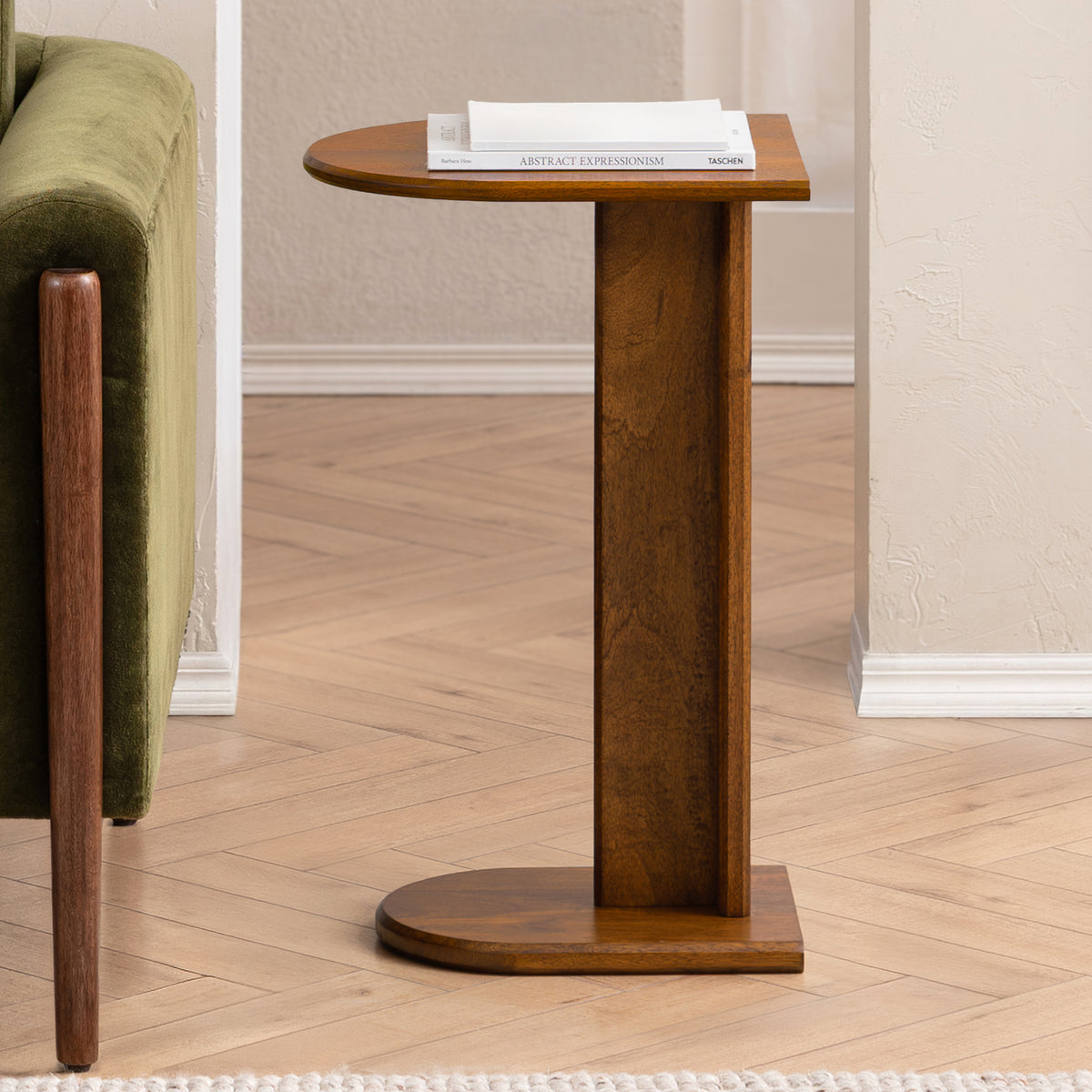 Ivy Solid Mango Wood End Table - Walnut