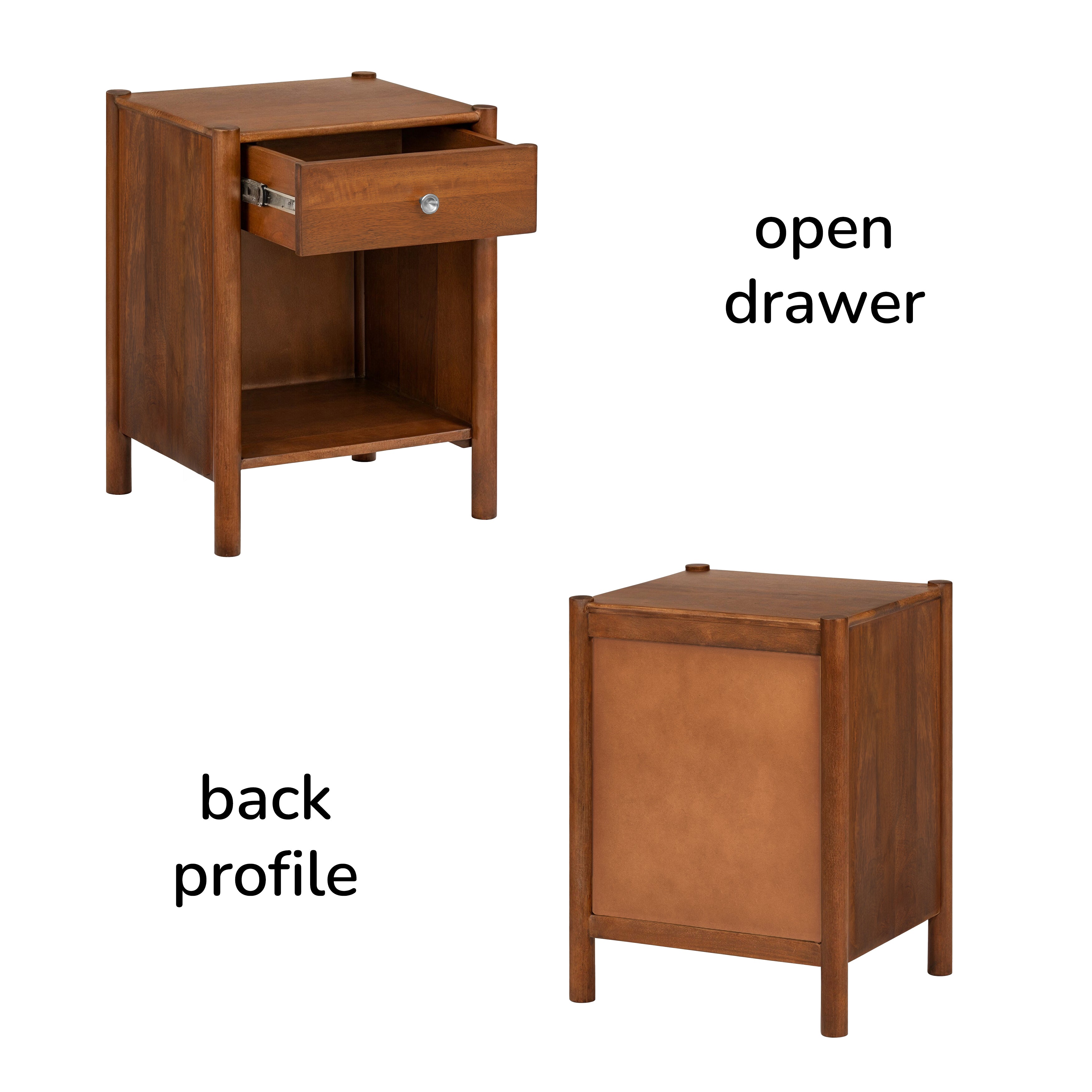 Eden Solid Wood Nightstand - Walnut