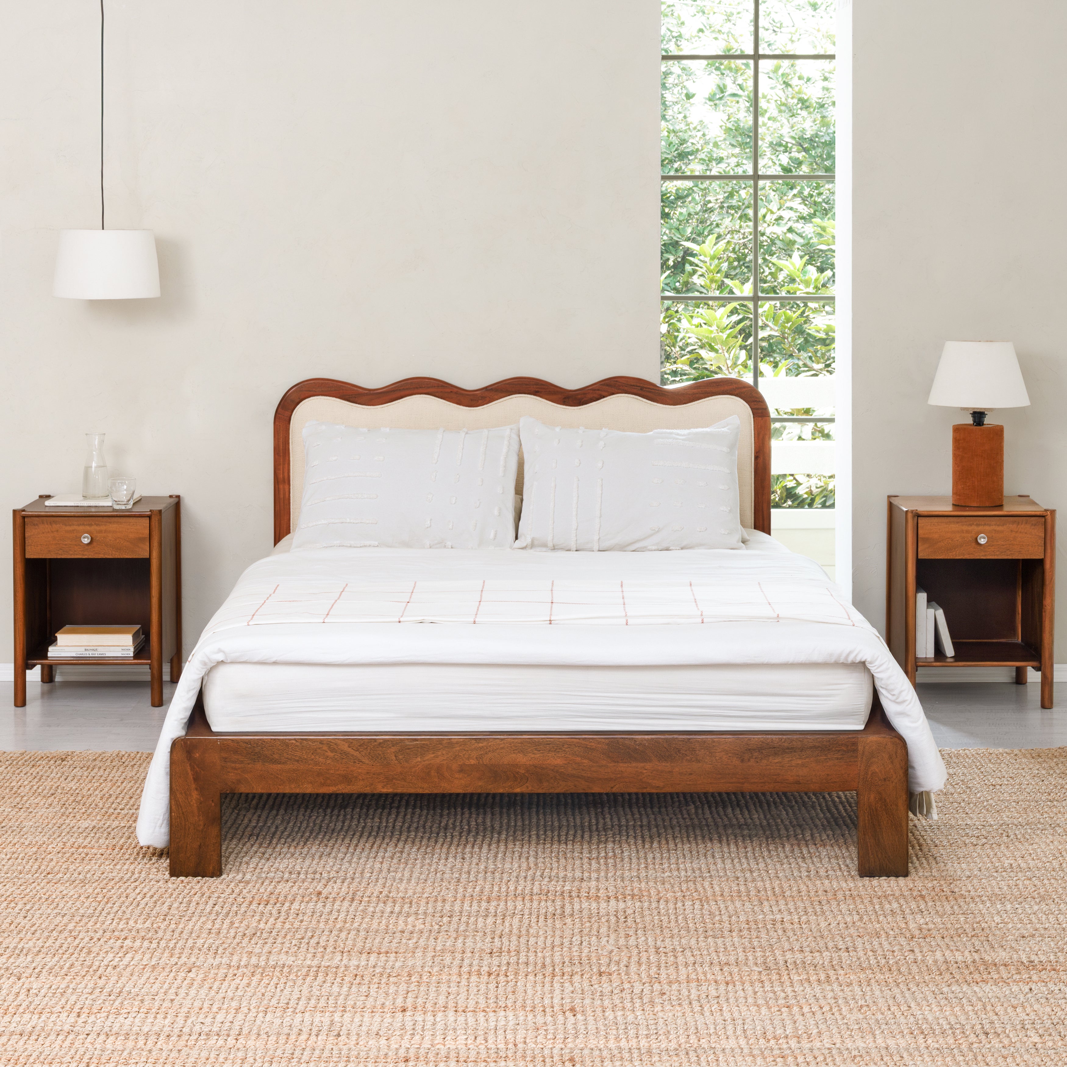 Eden Solid Wood Nightstand - Walnut