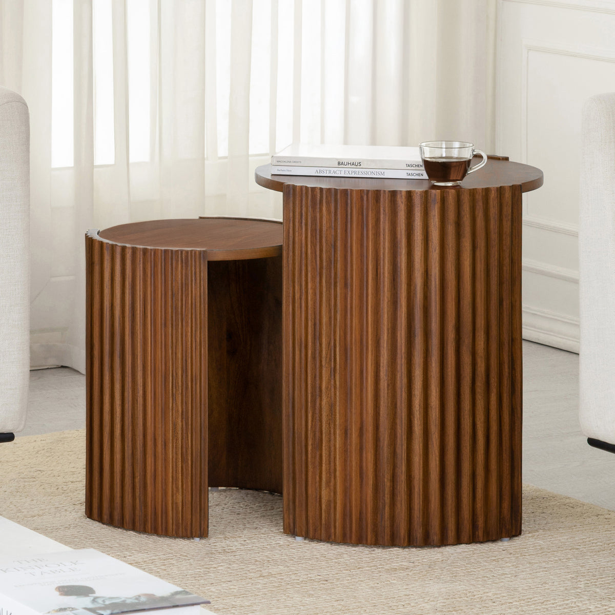 Lenni Solid Wood Nested End Table - Walnut