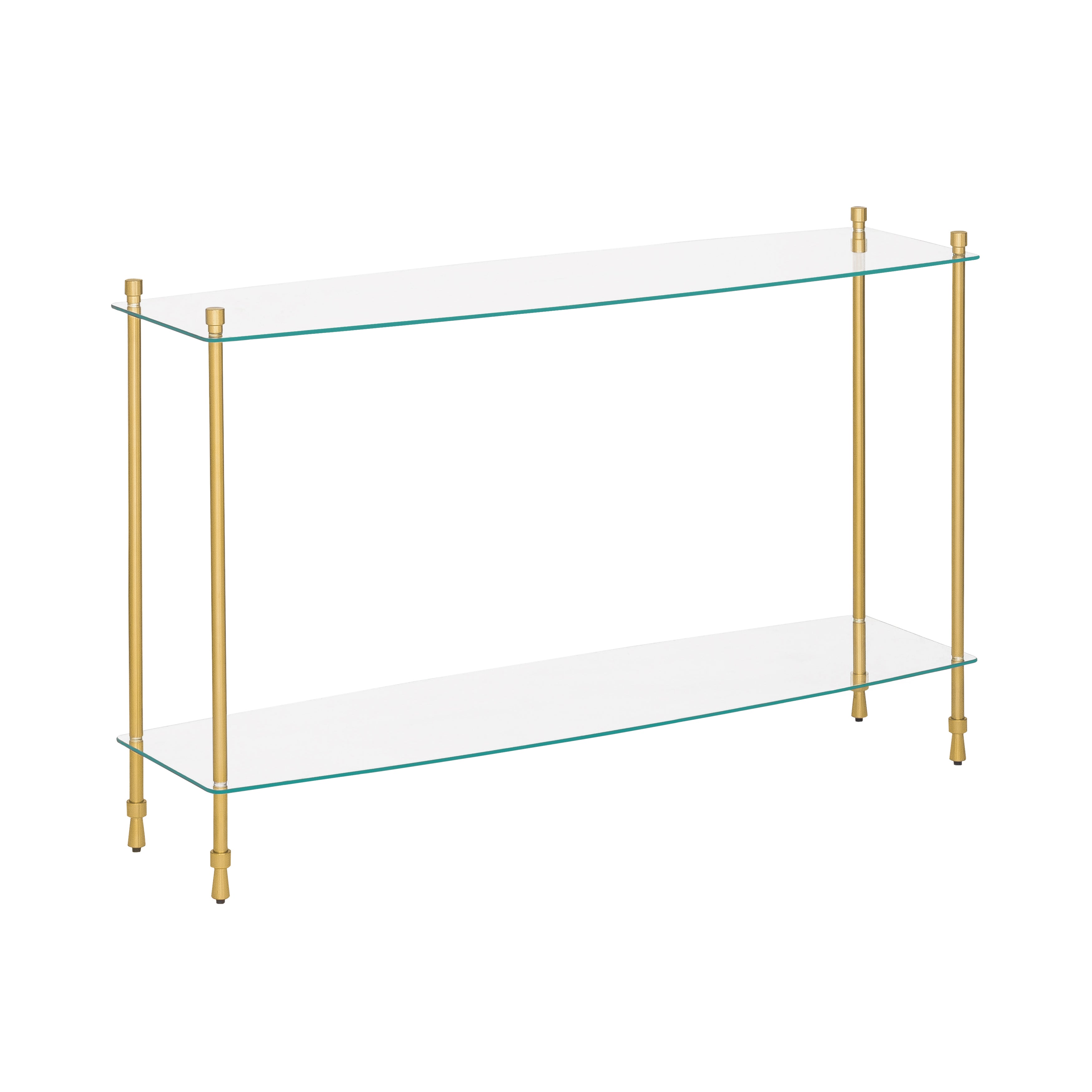 Veta Metal & Tempered Glass Console Table - Antique Brass