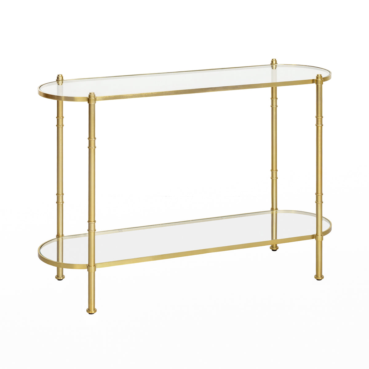 Remi Metal & Tempered Glass Console Table - Antique Brass