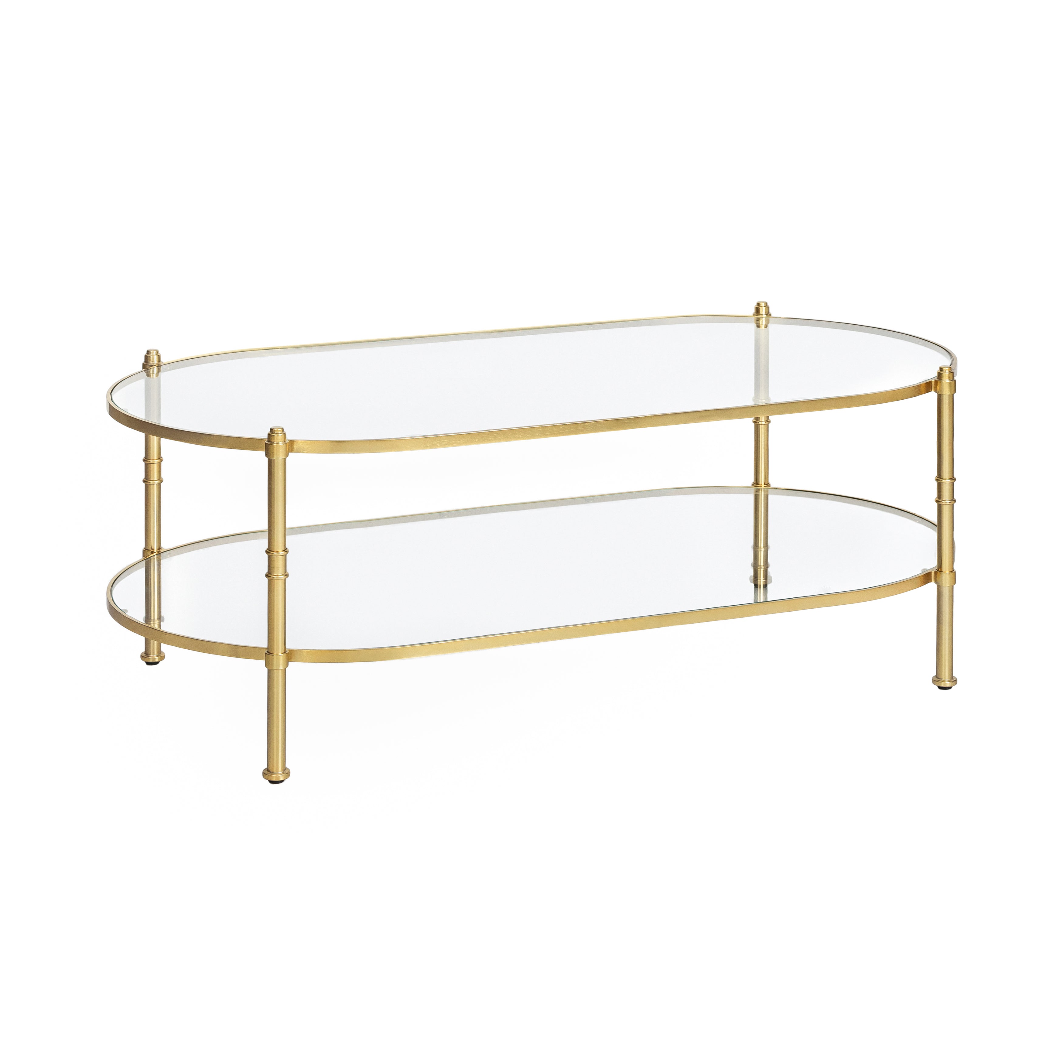 Remi Metal & Tempered Glass Coffee Table - Antique Brass