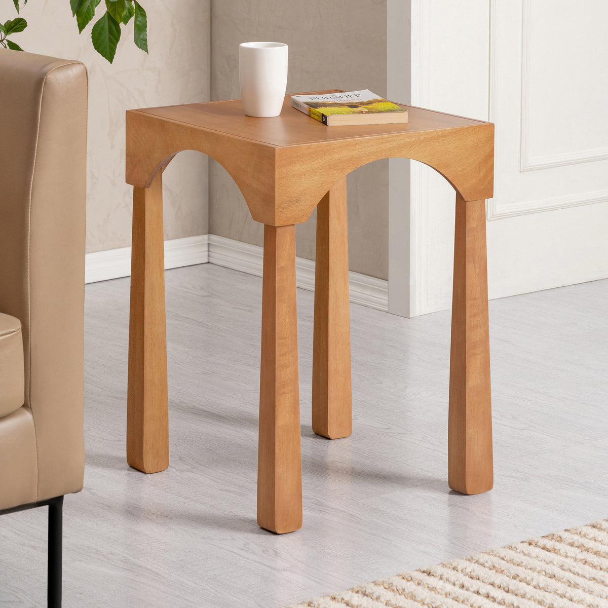 Casa Solid Wood + Veneer End Table - Mid Tone Honey