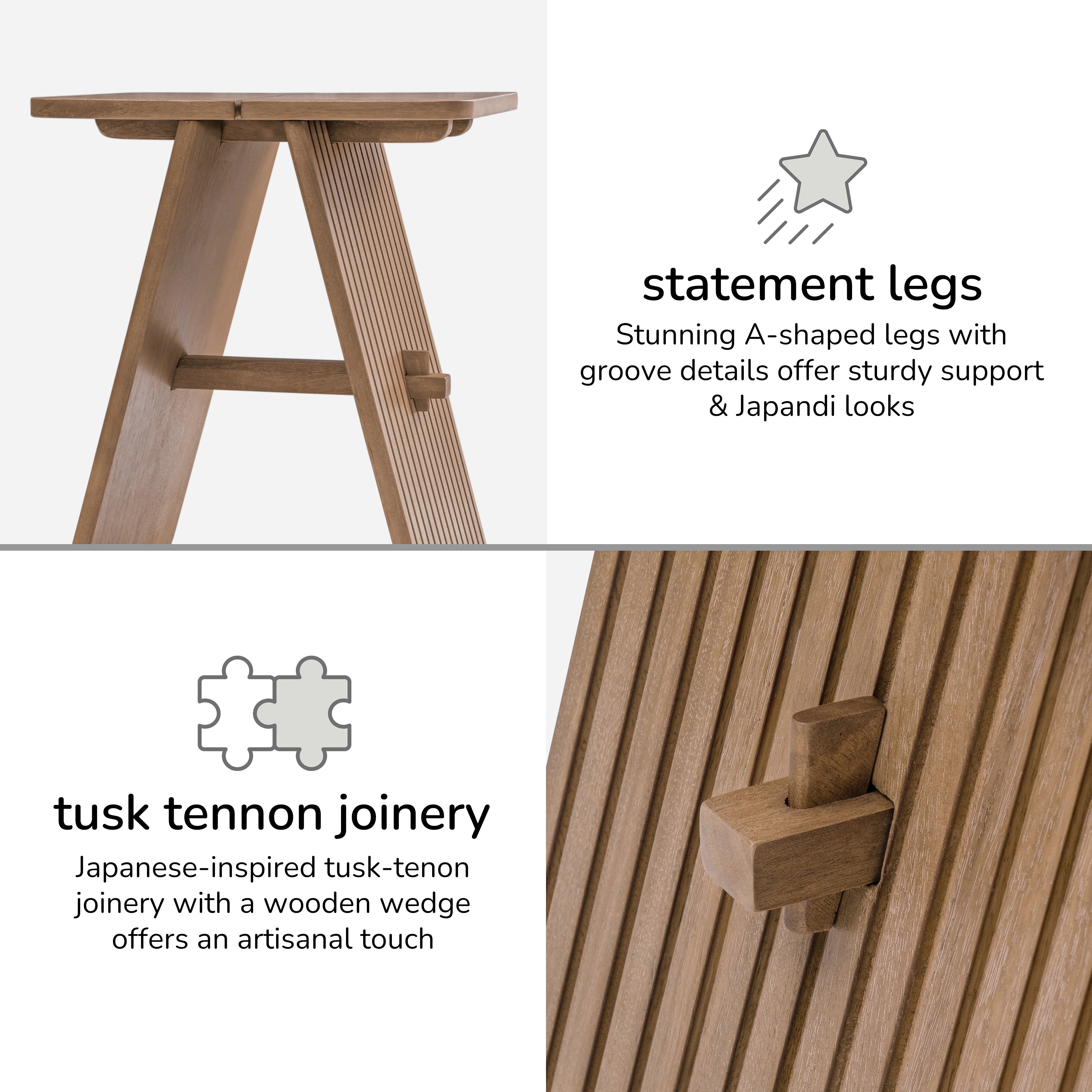 Lohan Solid Wood End Table in Cerused Taupe